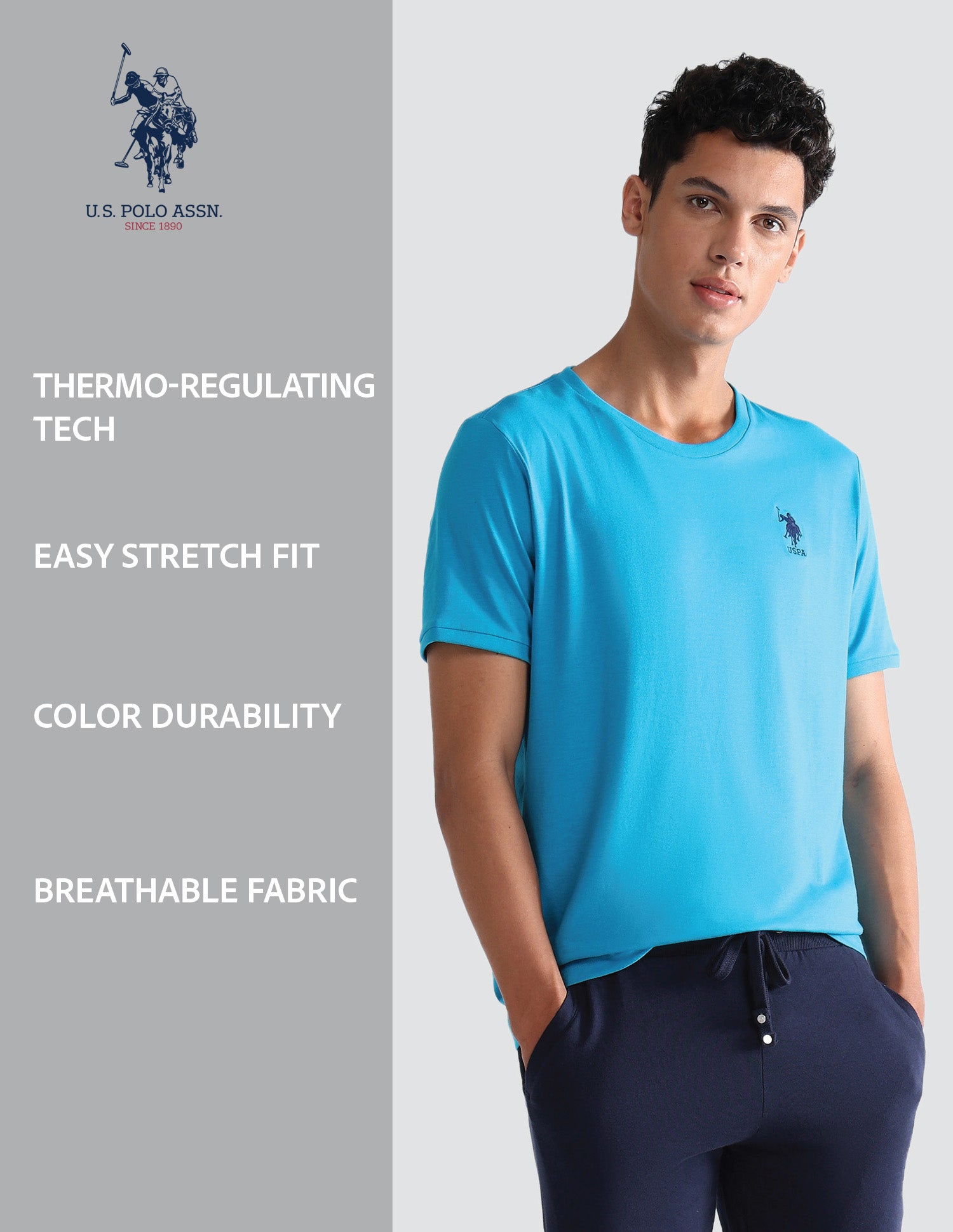 Solid Comfort Fit OEE10 Lounge T-Shirt - Pack Of 1 Icy Blue - U.S. POLO ASSN. | Large