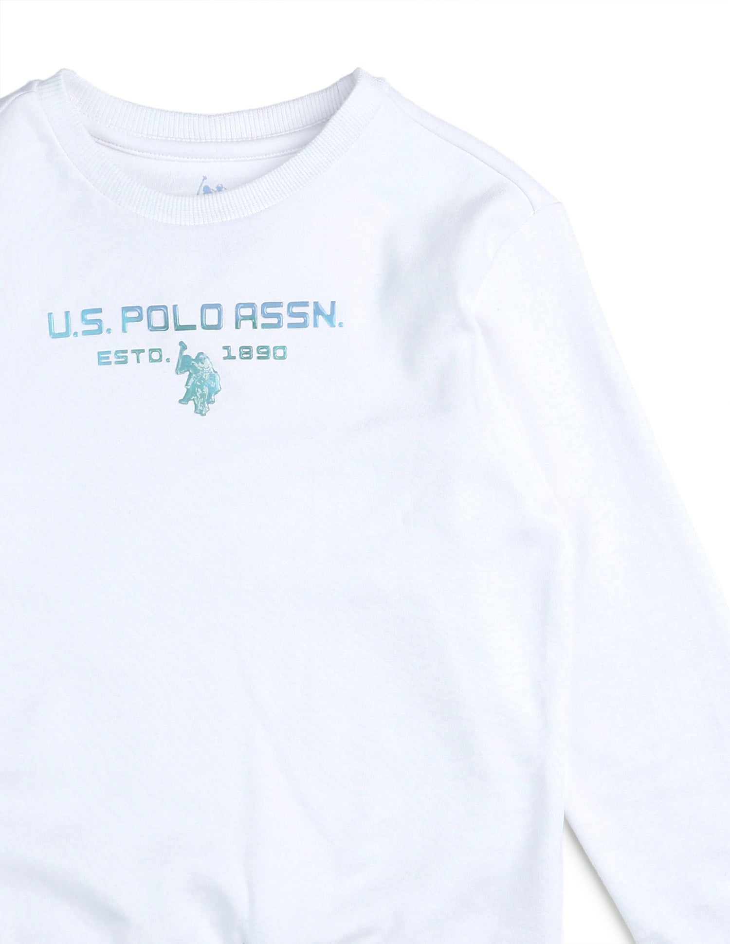 Boys Brand Embossed Regular Fit Sweatshirt White - U.S. POLO ASSN. | Large