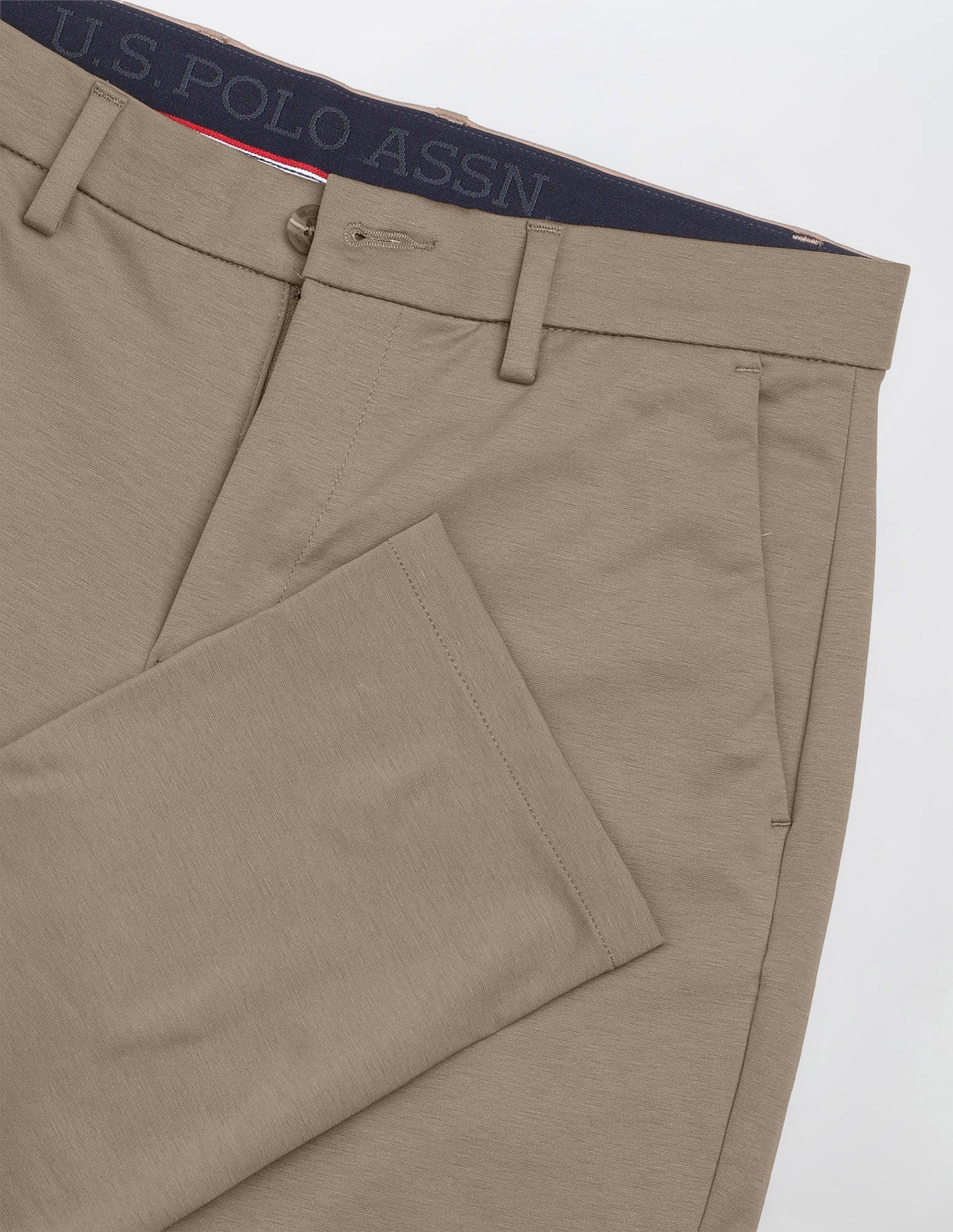 Solid Austin Slim Fit Trousers Khaki - U.S. Polo Assn. India | Large