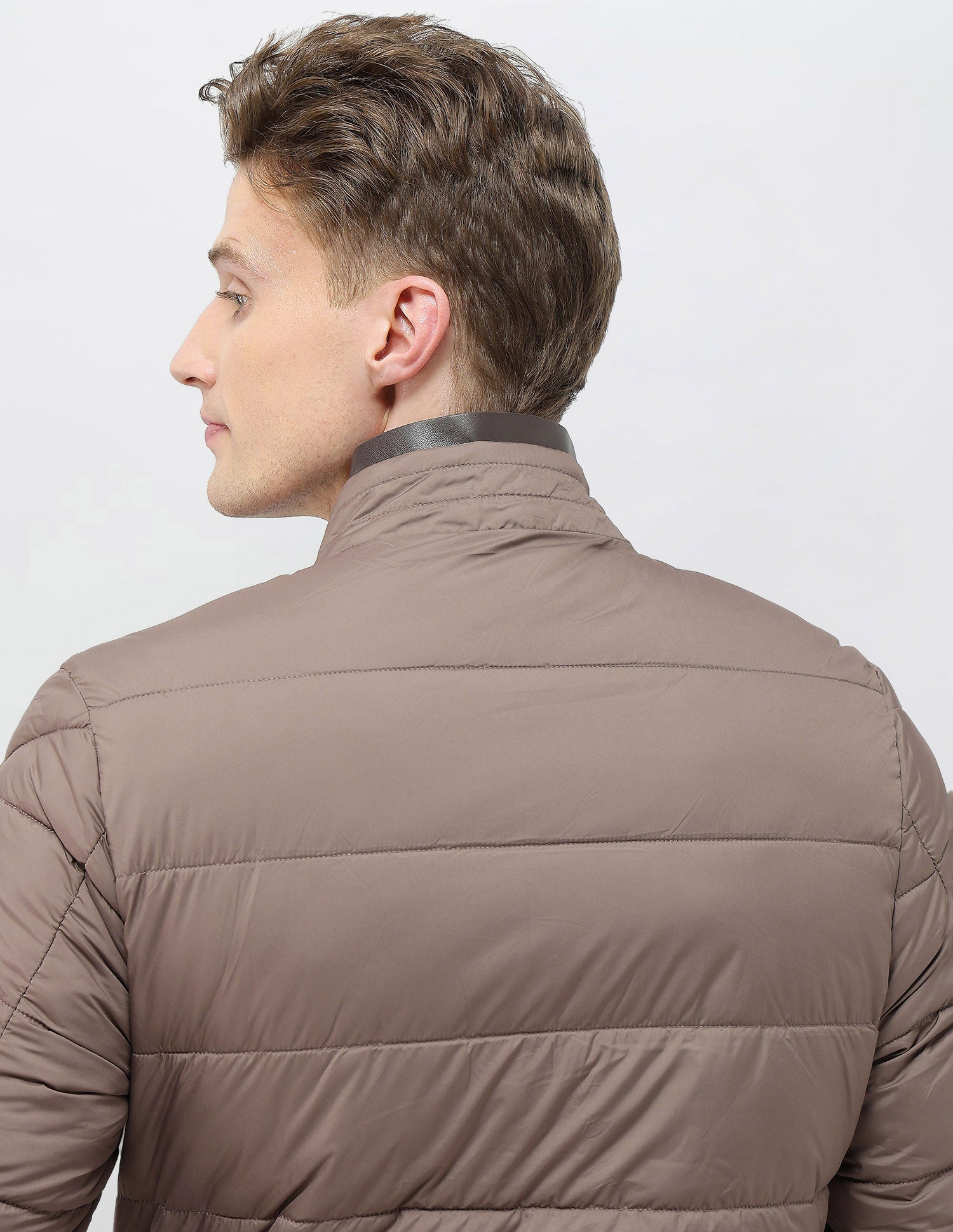 Solid Regular Fit Puffer Jacket Light Brown - U.S. Polo Assn. India | Large