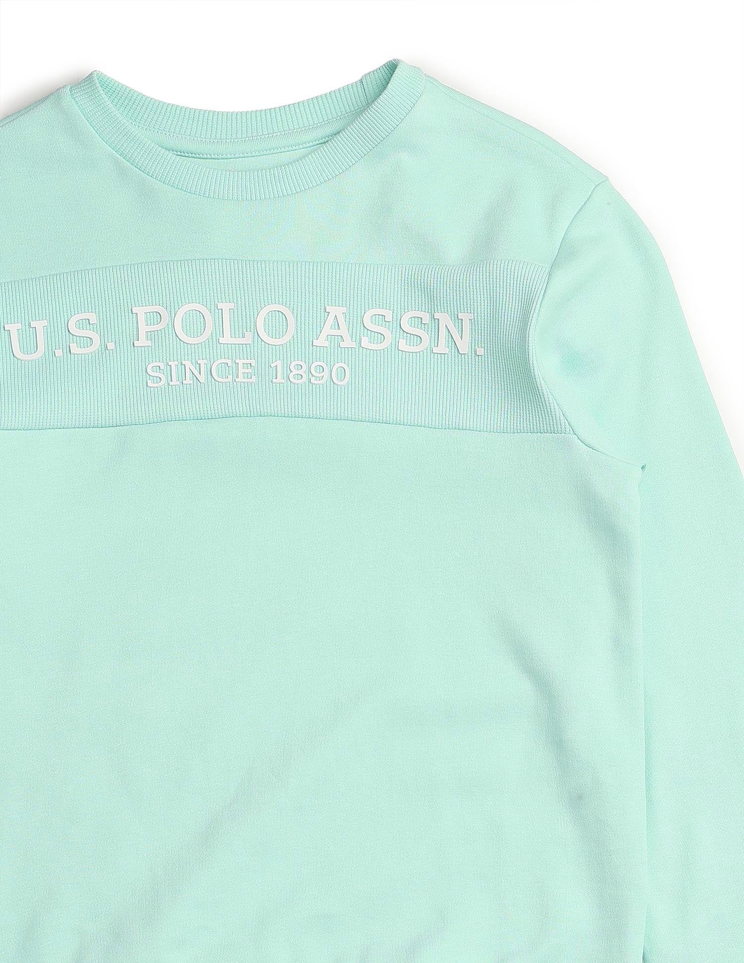 Boys Brand Embossed Regular Fit Sweatshirt Light Green - U.S. POLO ASSN. | Large