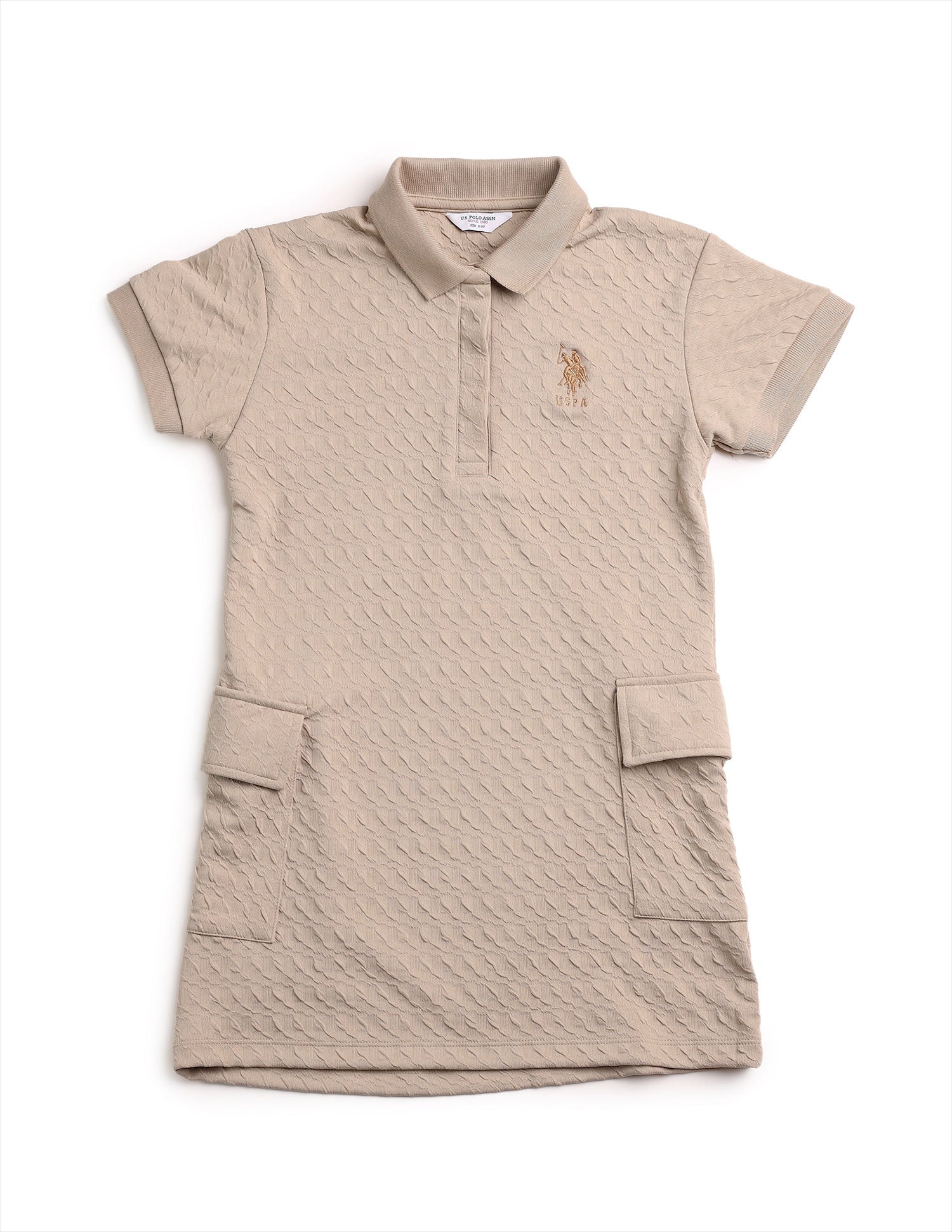 Girls Textured T-Shirt Dress Beige - U.S. POLO ASSN. | Large