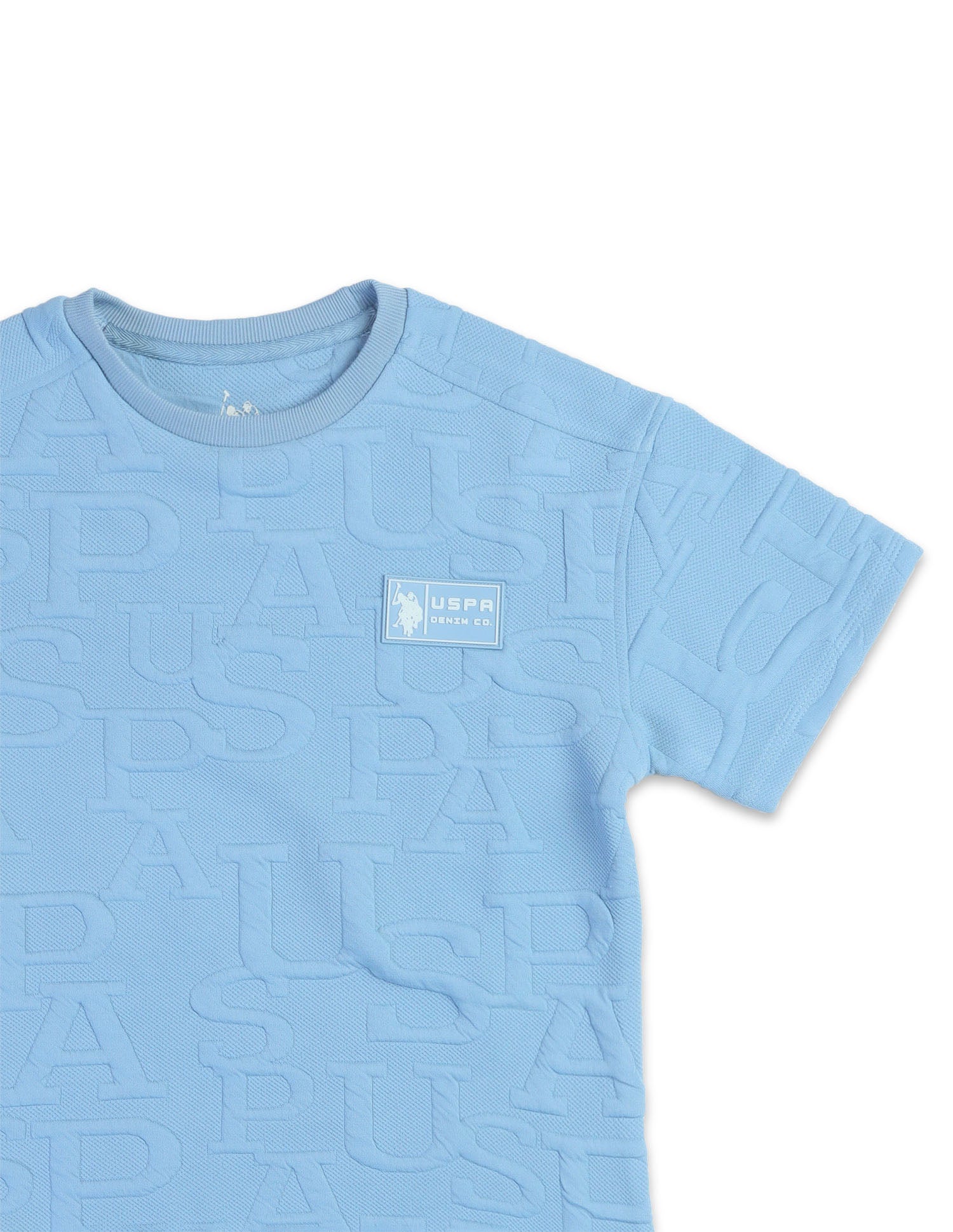 Boys Brand Embossed Boxy Fit T-Shirt Blue - U.S. POLO ASSN. | Large