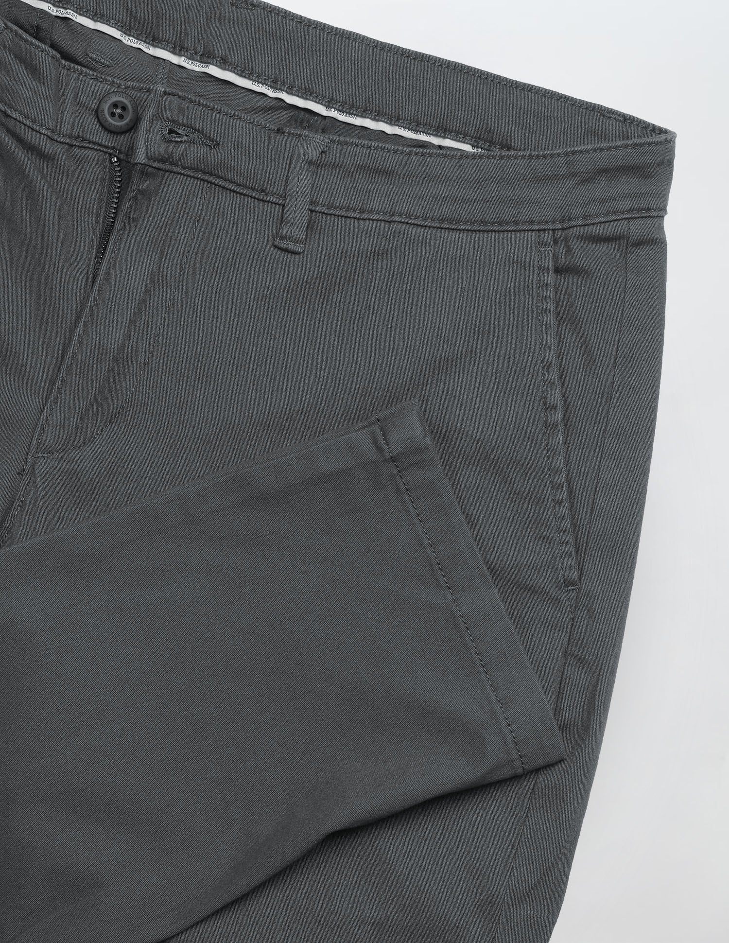 Slim Tapered Fit Twill Trousers Dark Grey - U.S. Polo Assn. India | Large