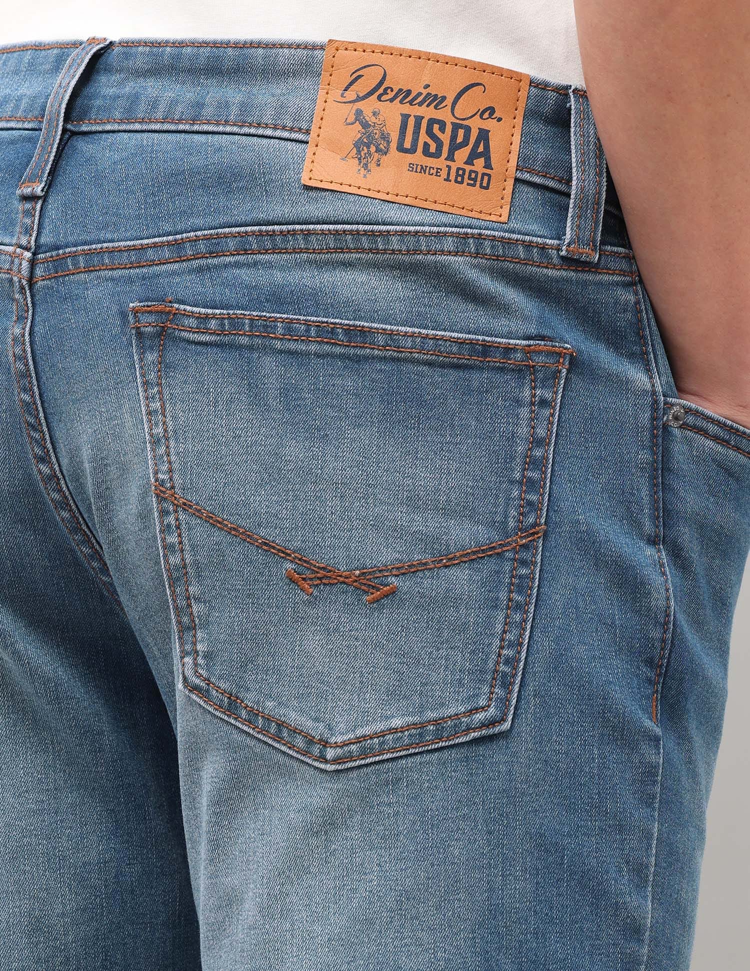 Solid Slim Fit Jeans Blue - U.S. Polo Assn. India | Large