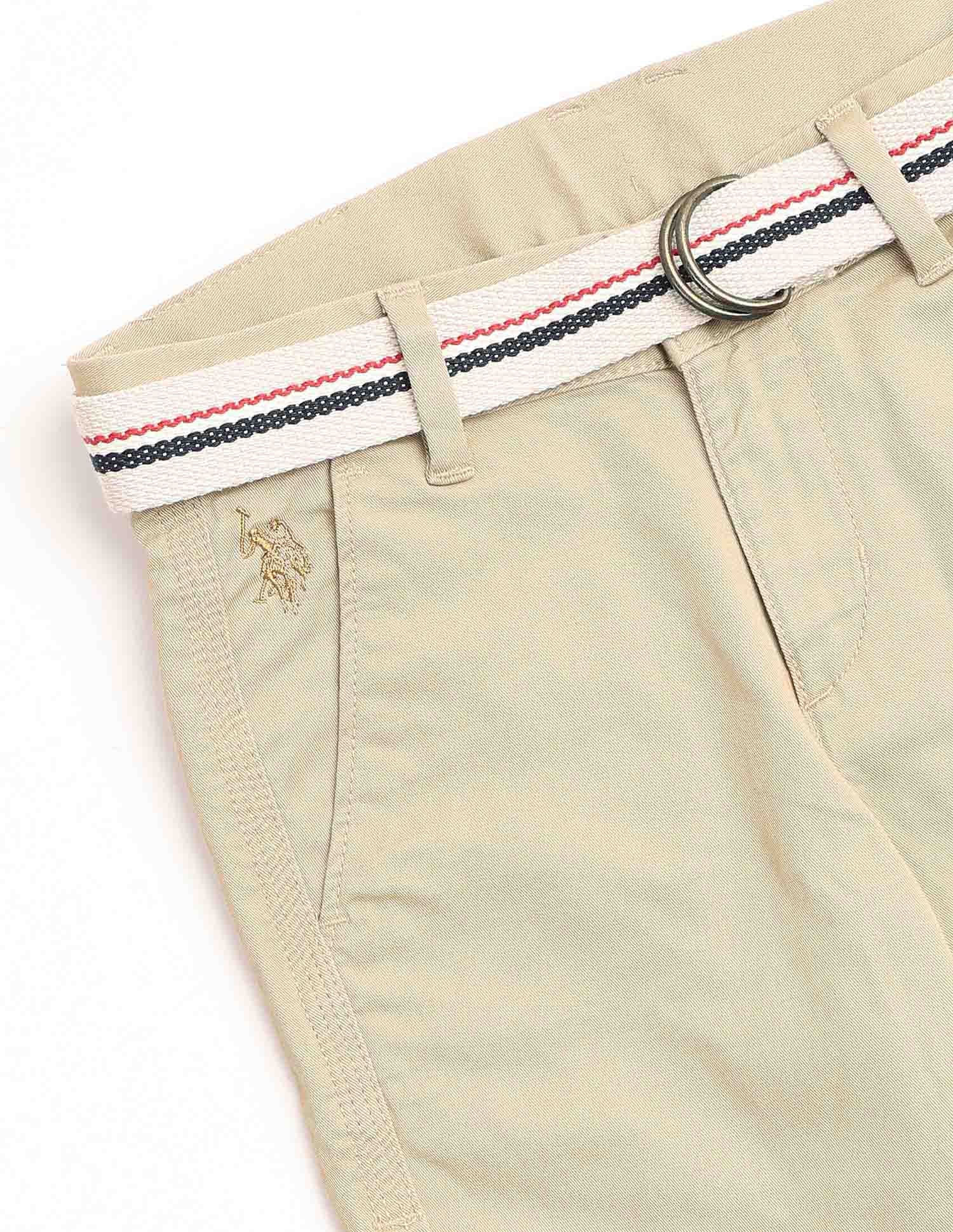 Boys Pure Cotton Slim Fit Trousers Khaki - U.S. POLO ASSN. | Large
