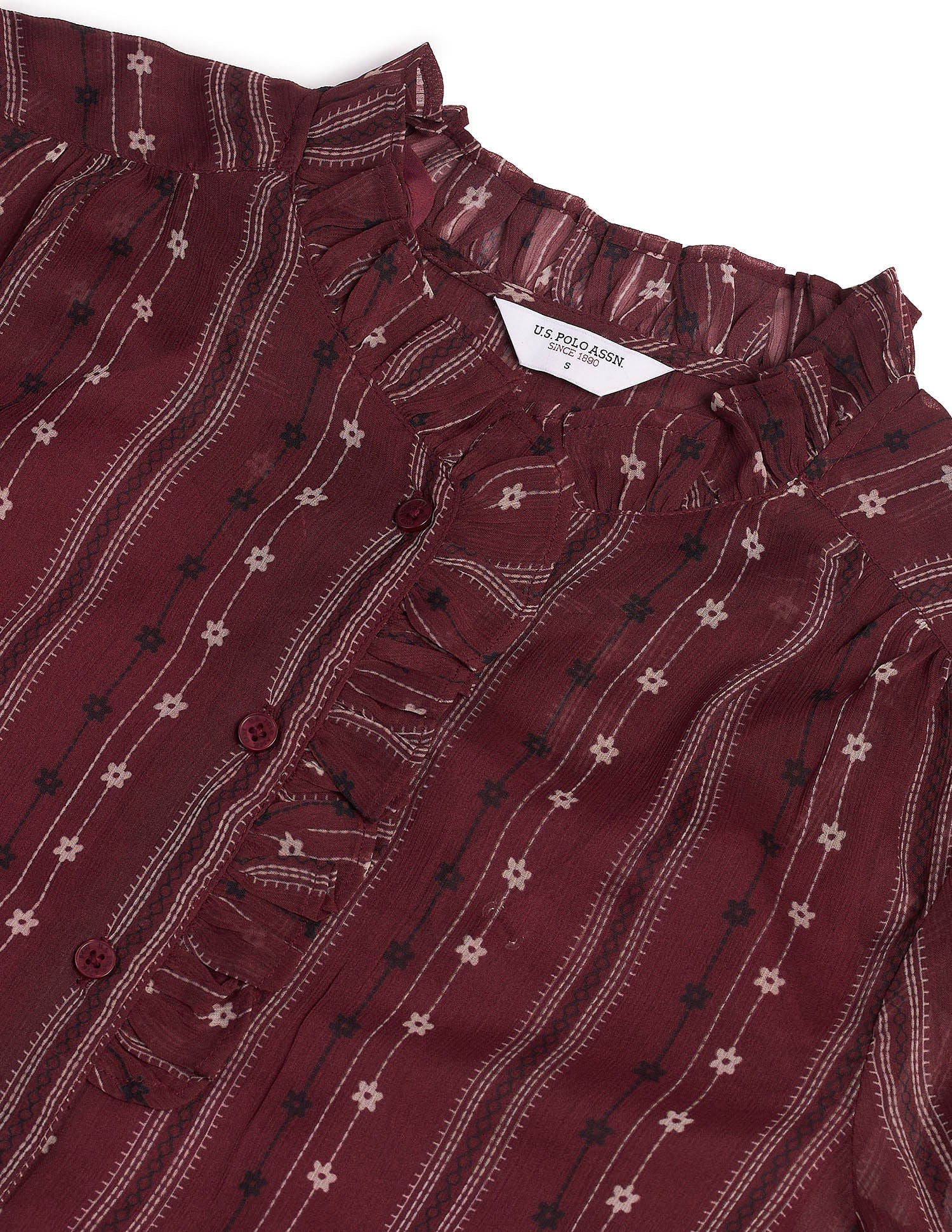 Ruffled Button Down Top Multicolor - U.S. POLO ASSN. | Large