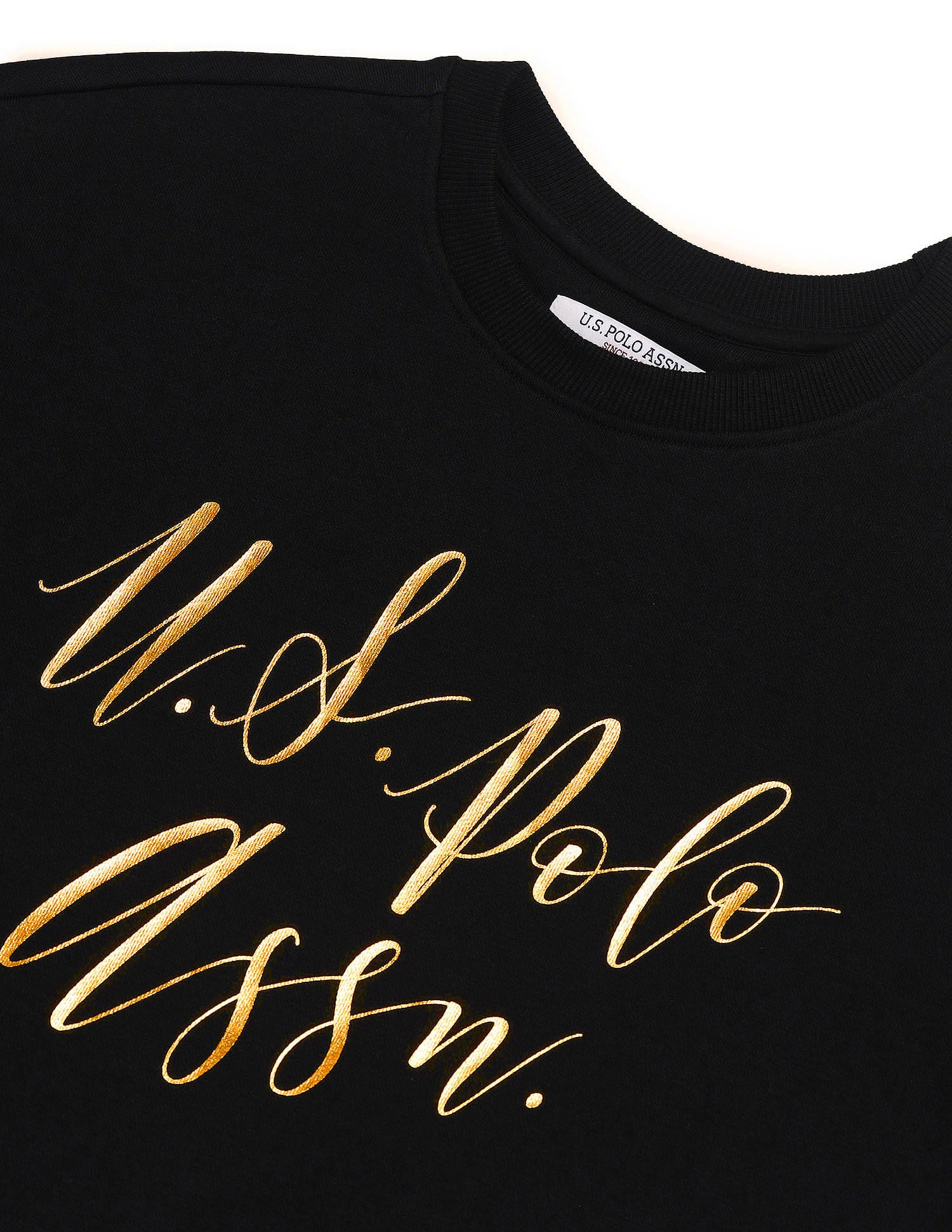 Foil Logo Boxy Sweatshirt Black - U.S. POLO ASSN. | Large