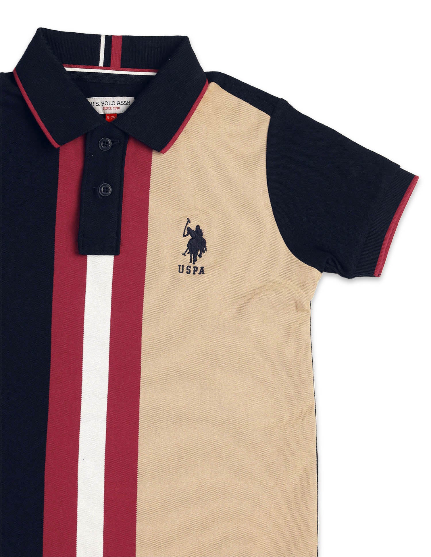 Boys Colour Blocked Regular Fit Polo Shirt Navy - U.S. POLO ASSN. | Large