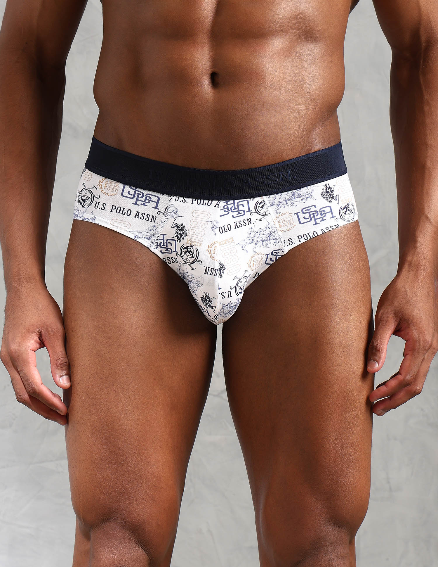 Low Rise Printed OEB16 Briefs - Pack Of 3 Navy, White and Stargazer - U.S. POLO ASSN. | Large