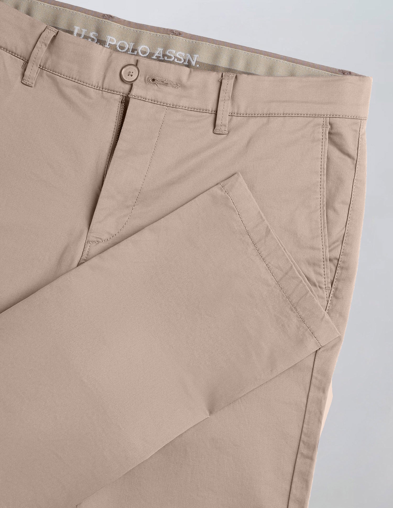 Denver Slim Fit Satin Trousers Taupe Grey - U.S. Polo Assn. India | Large