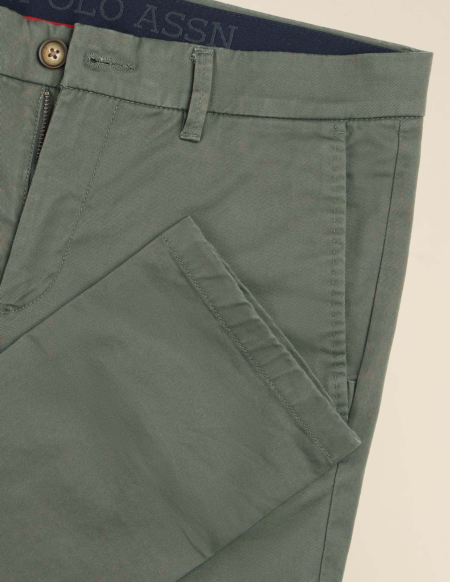 Austin Slim Fit Satin Trousers Olive - U.S. Polo Assn. India | Large