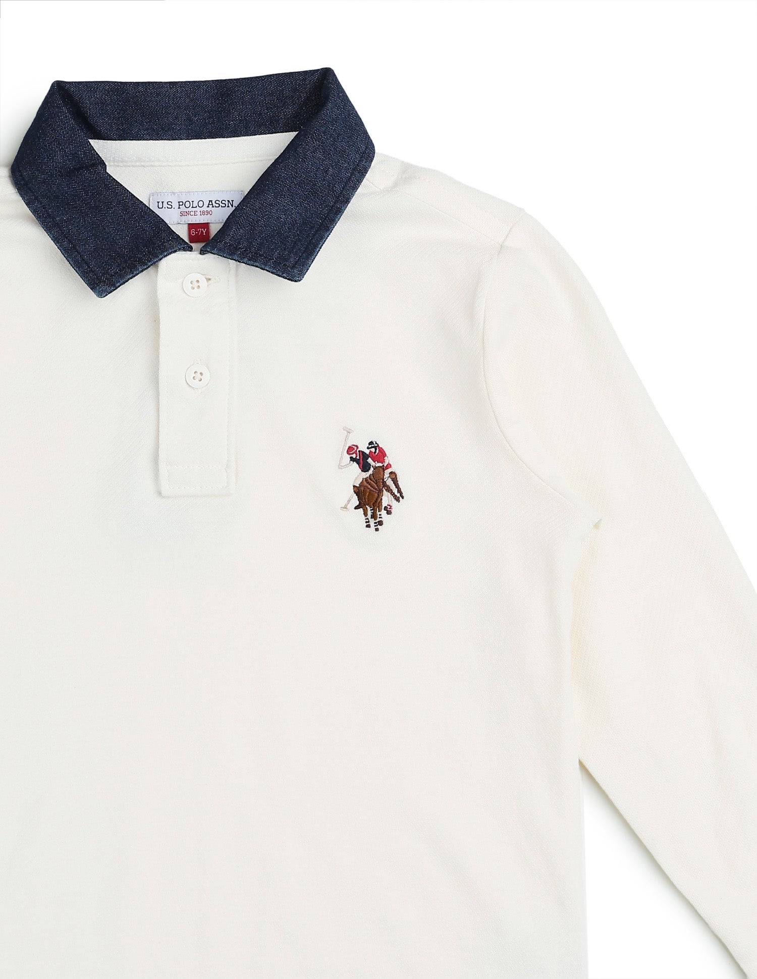 Boys Solid Regular Fit Polo Shirt Off White - U.S. POLO ASSN. | Large