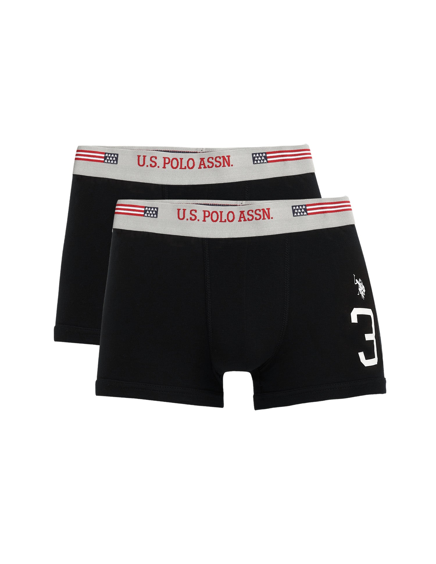Pure Stretch Cotton I641-P2 Trunks - Pack Of 2 Black-Black - U.S. Polo Assn. India | Large