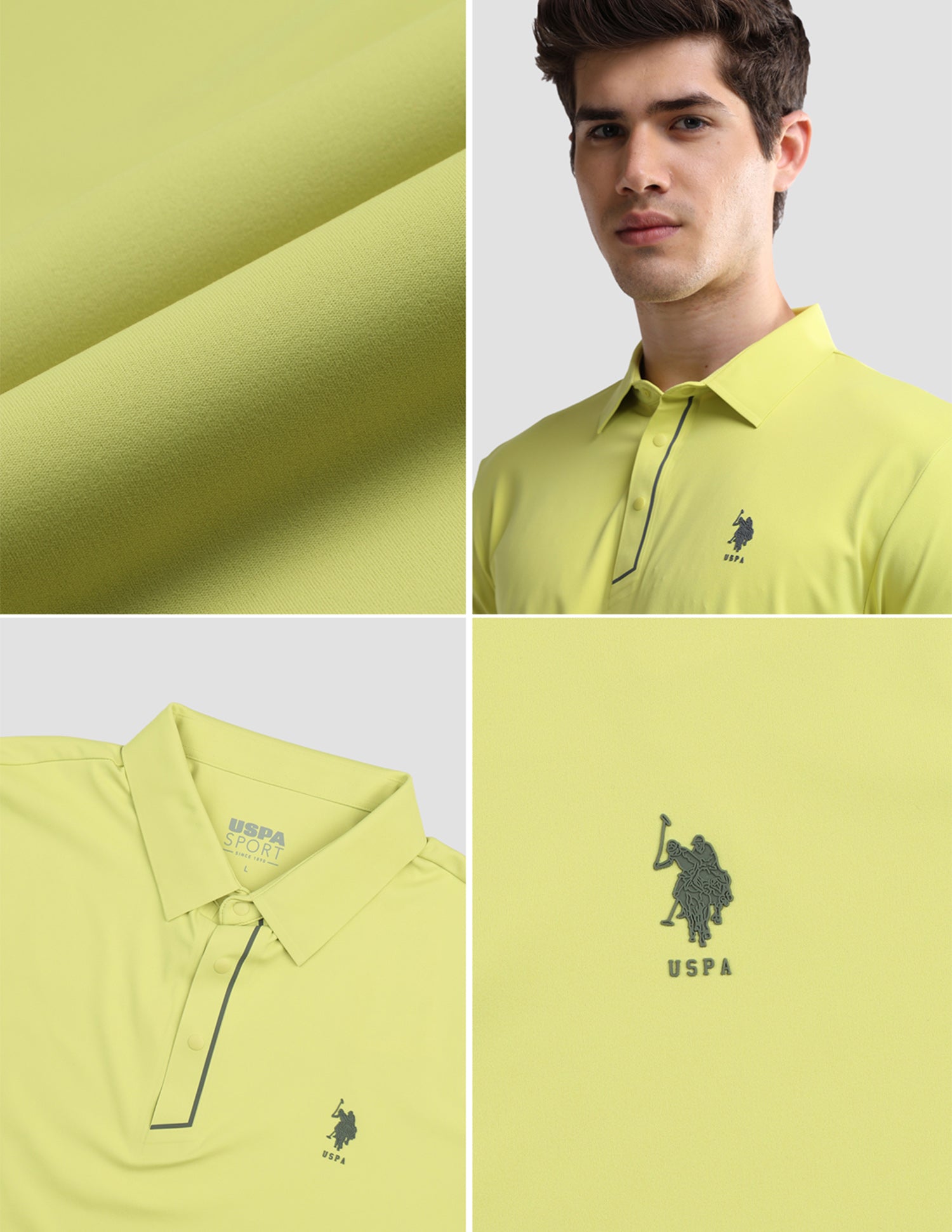 Solid Slim Fit Active Polo Shirt Yellow - U.S. Polo Assn. India | Large