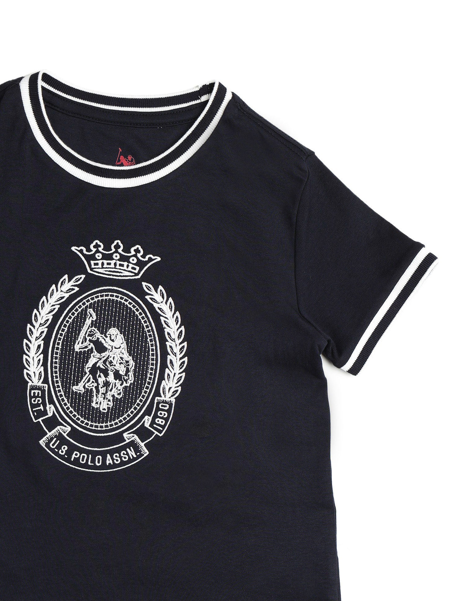 Boys Brand Embroidered Pure Cotton T Shirt Navy - U.S. POLO ASSN. | Large