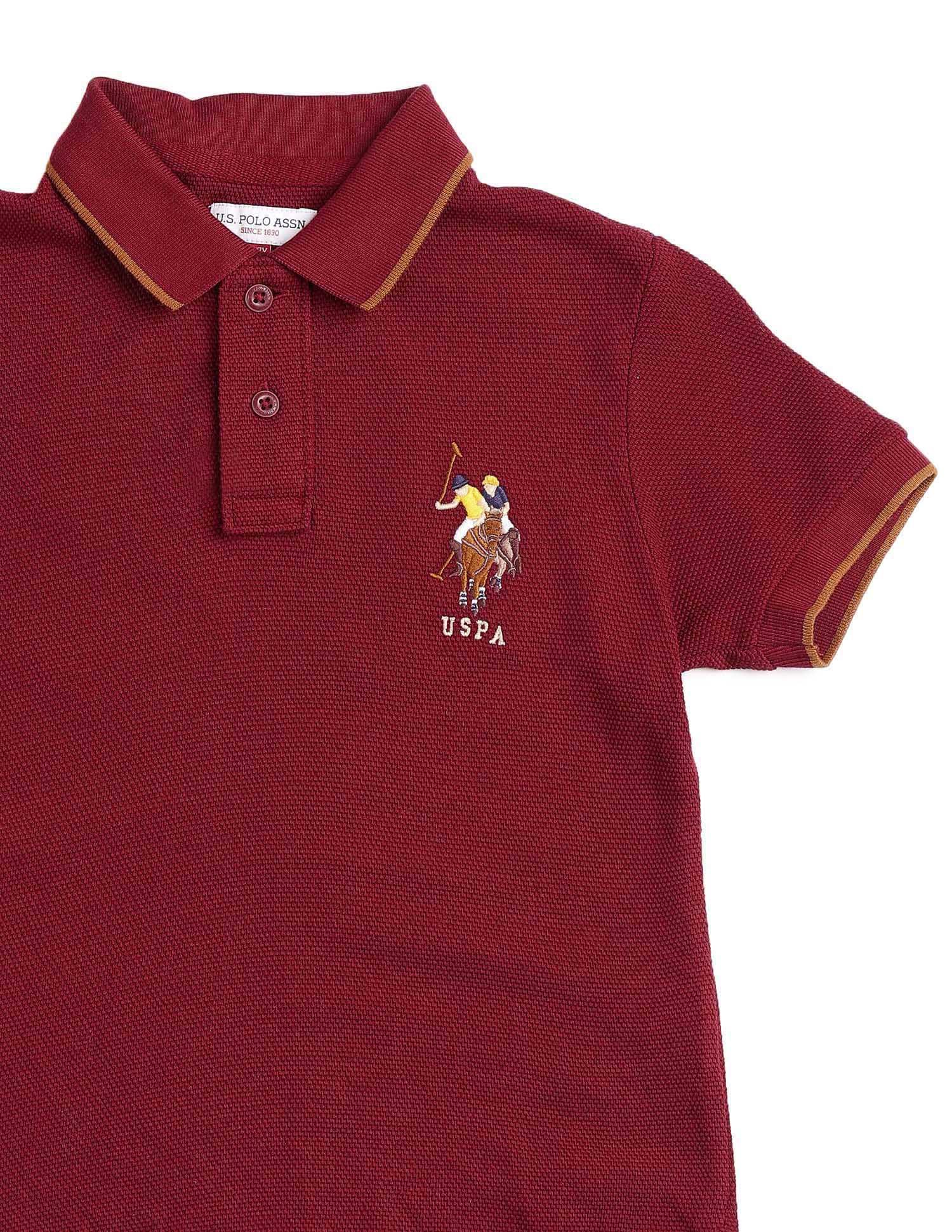 Boys Graphic Brand Printed Polo Shirt Maroon - U.S. POLO ASSN. | Large