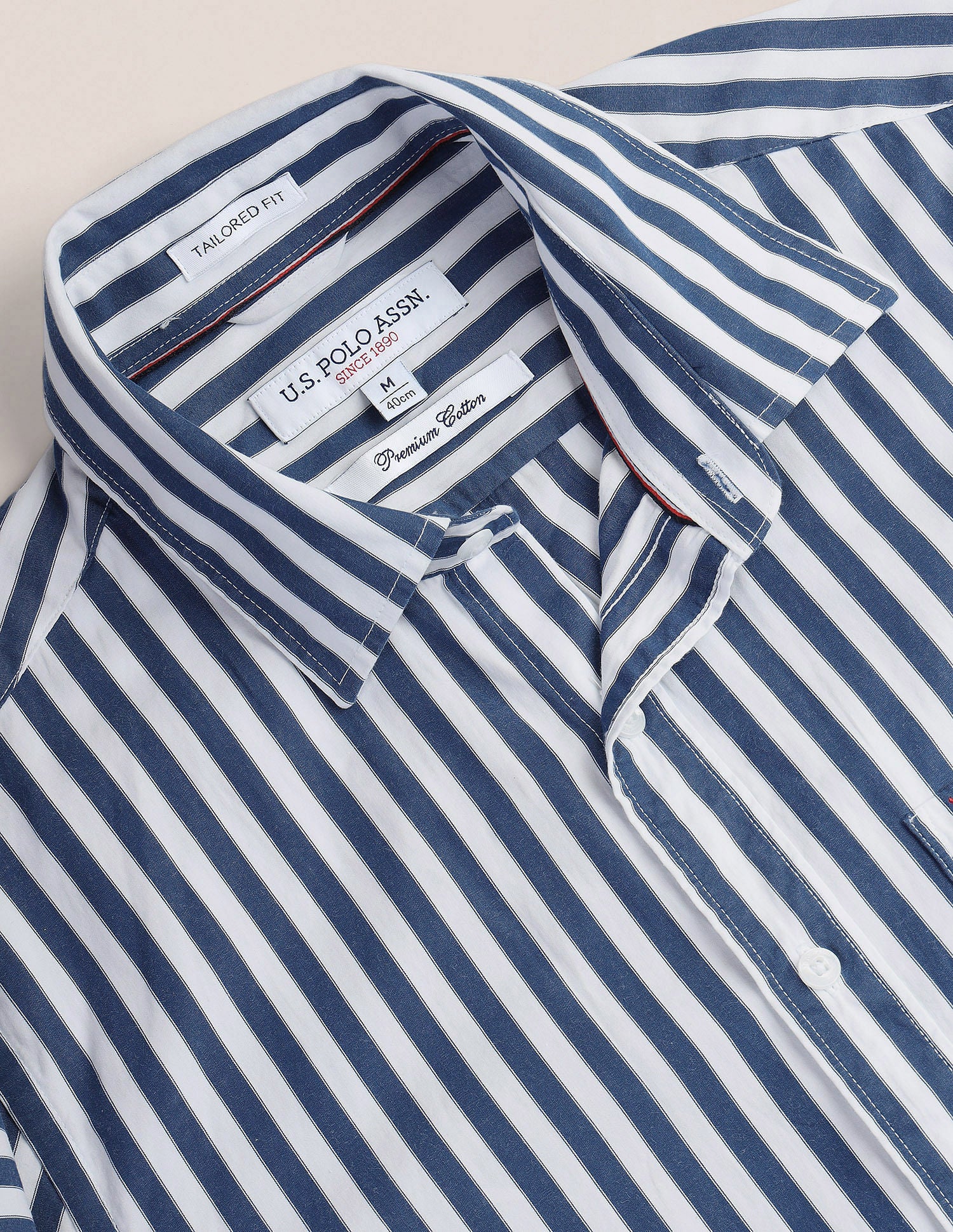 Pure Cotton Stripes Shirt Blue - U.S. Polo Assn. India | Large