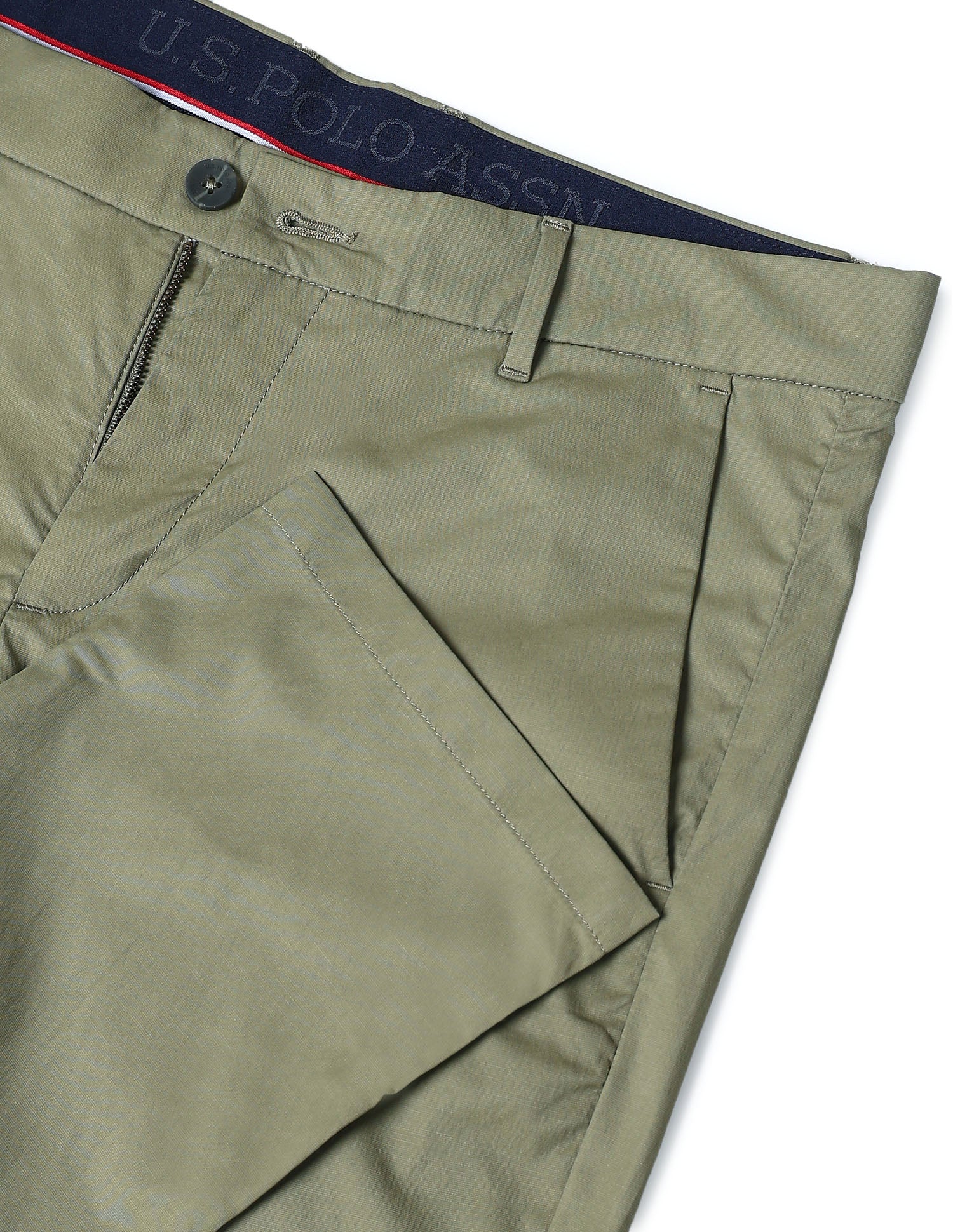 Solid Denver Slim Fit Trousers Light Olive - U.S. POLO ASSN. | Large