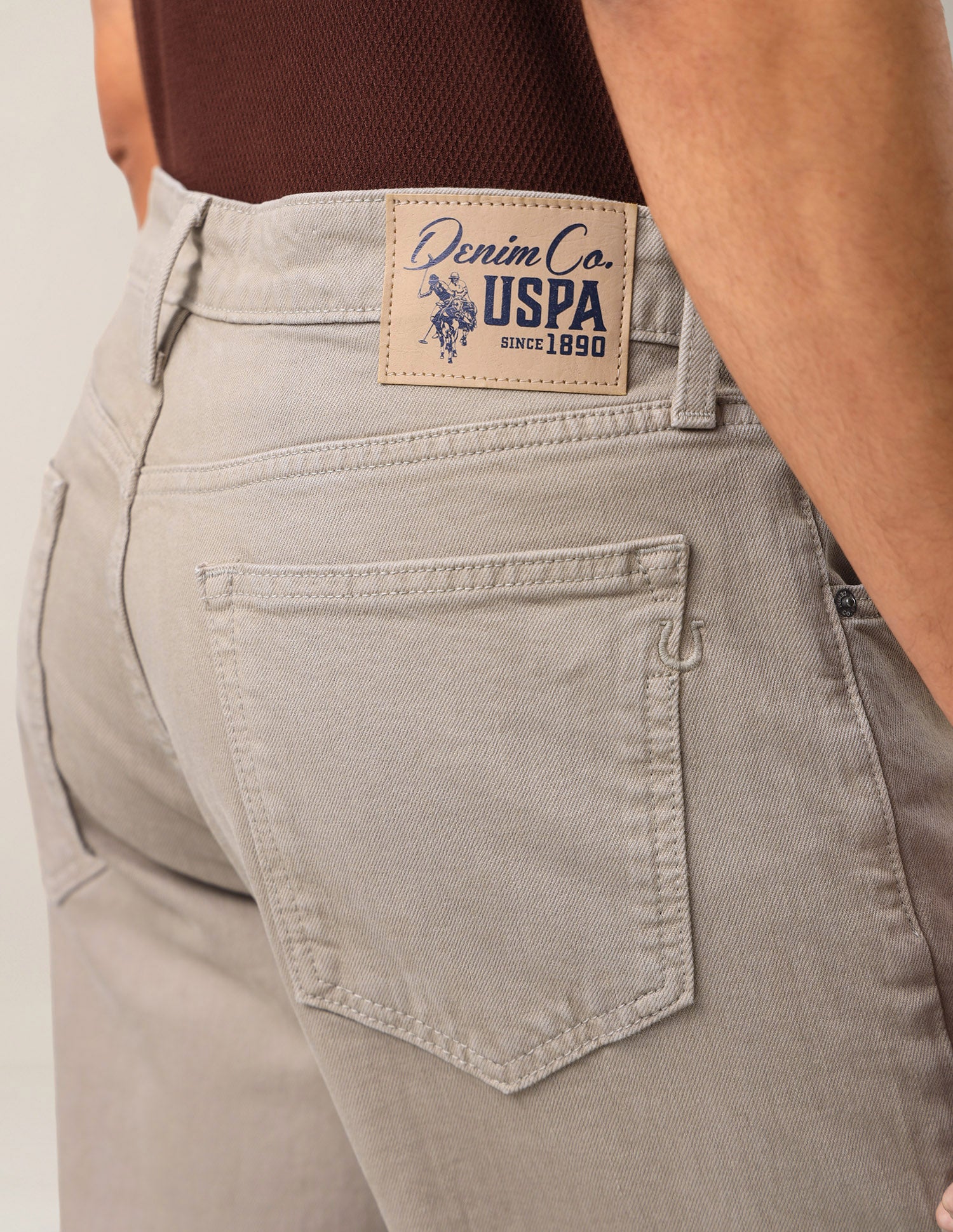 Shawn Relaxed Fit Brown Jeans Khaki - U.S. Polo Assn. India | Large