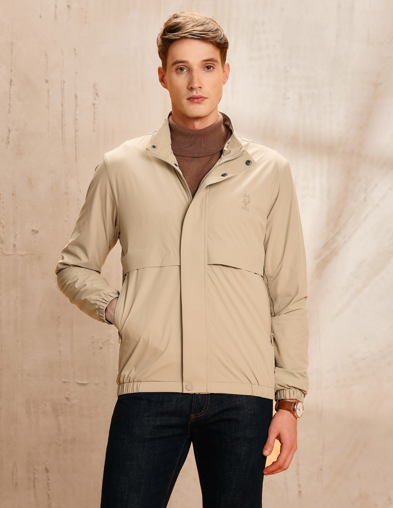 Detachable Hood Legend Of Horseshoe Jacket Beige - U.S. POLO ASSN. | Large