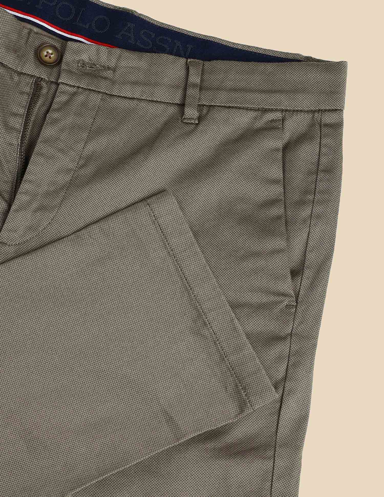 Textured Riley Straight Fit Trousers Olive - U.S. Polo Assn. India | Large