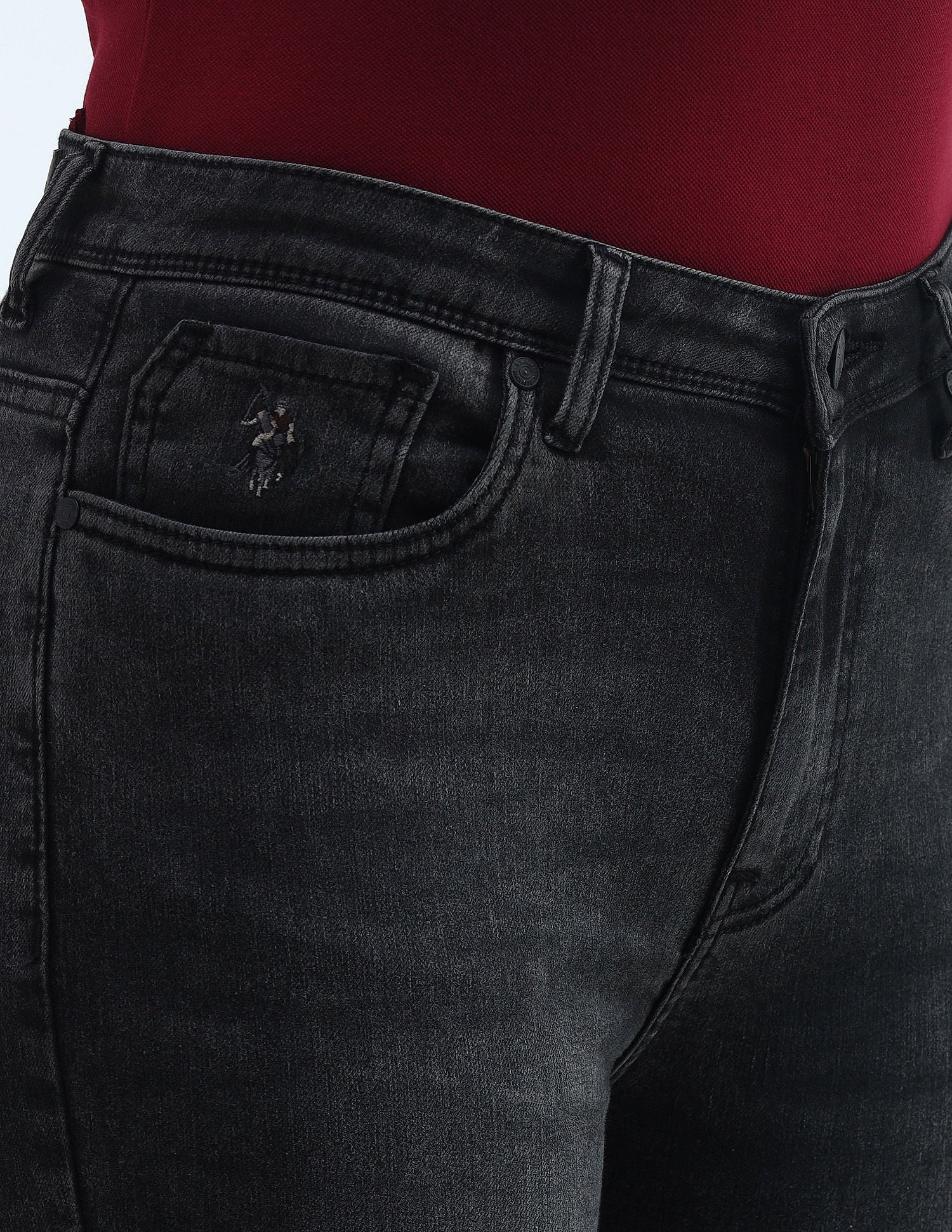 High Rise Flared Fit Jeans Dark Grey - U.S. Polo Assn. India | Large