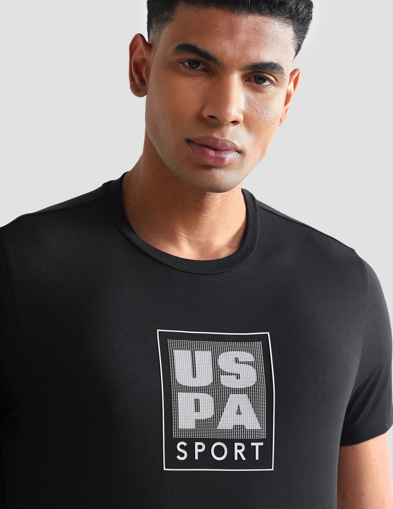 Slim Fit Brand Print Active T-Shirt Black - U.S. Polo Assn. India | Large