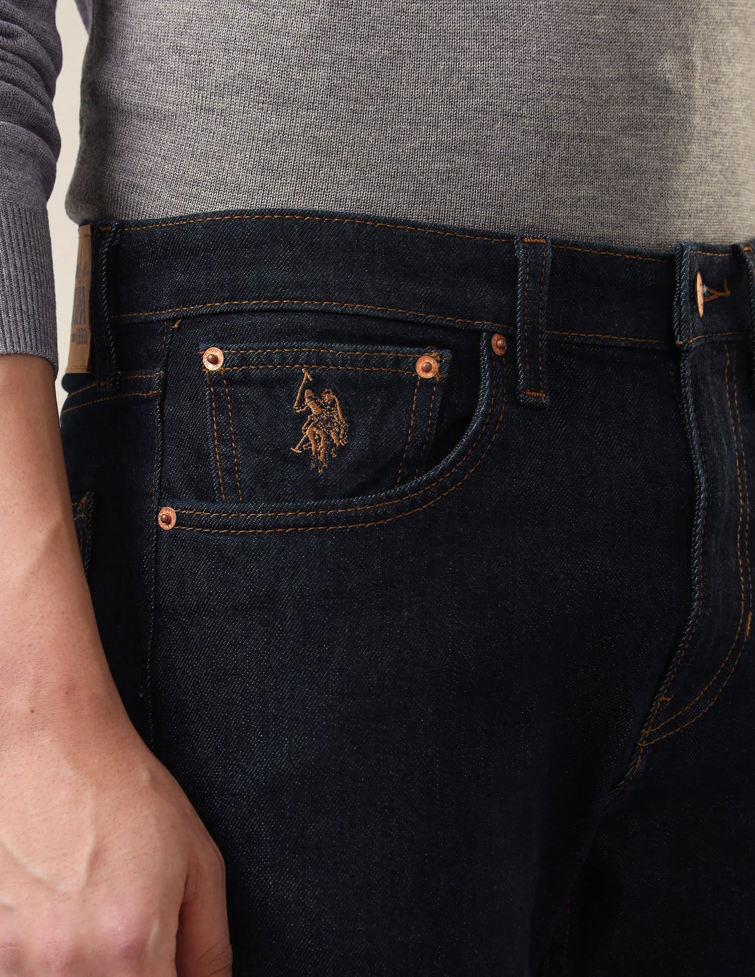 Harold Slim Straight Fit Blue Jeans Rinse Blue - U.S. Polo Assn. India | Large