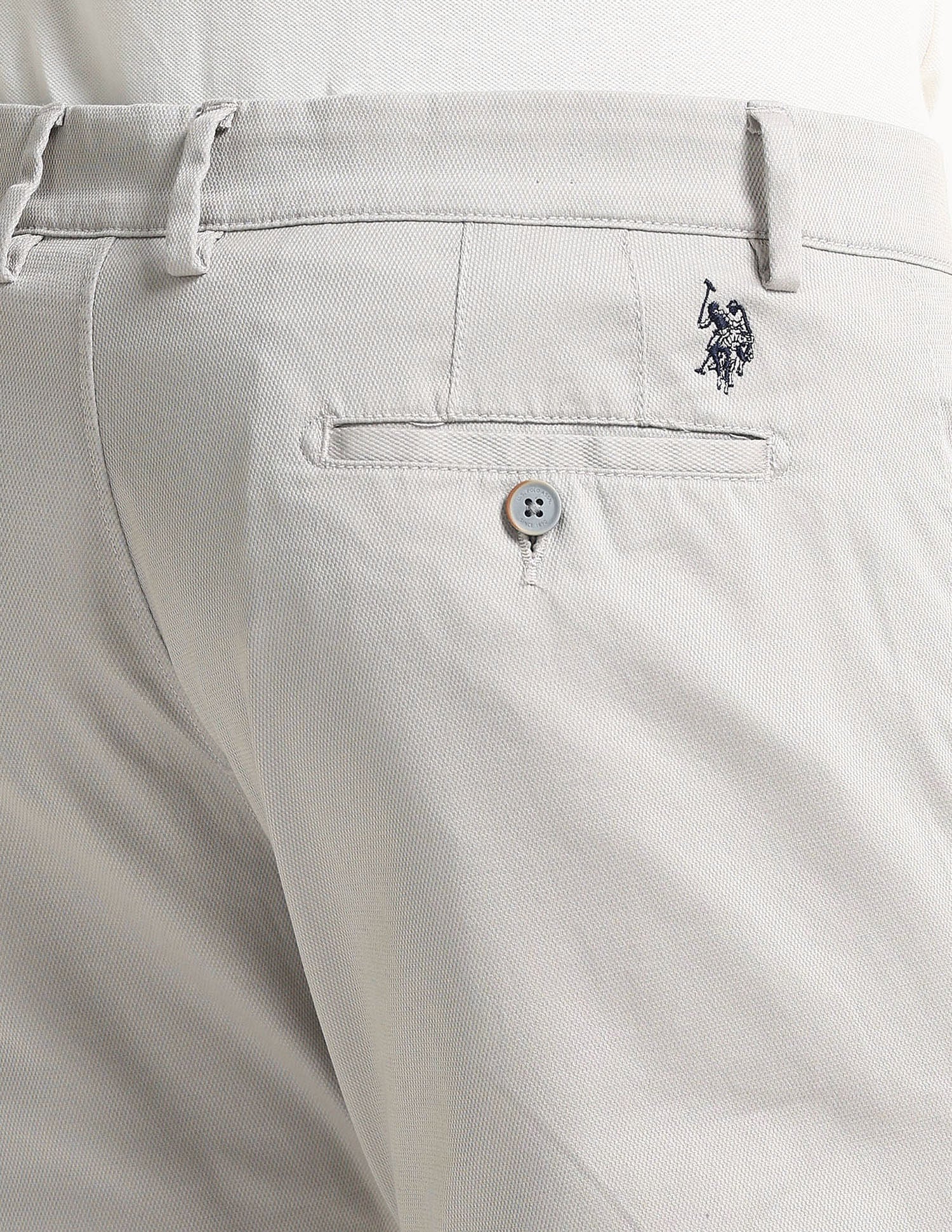 Denver Slim Fit Solid Trousers Light-Grey - U.S. POLO ASSN. | Large