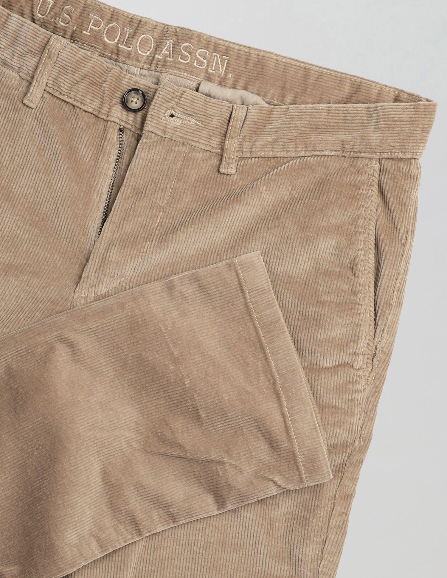 Denver Slim Fit Corduroy Trousers Light Khaki - U.S. POLO ASSN. | Large