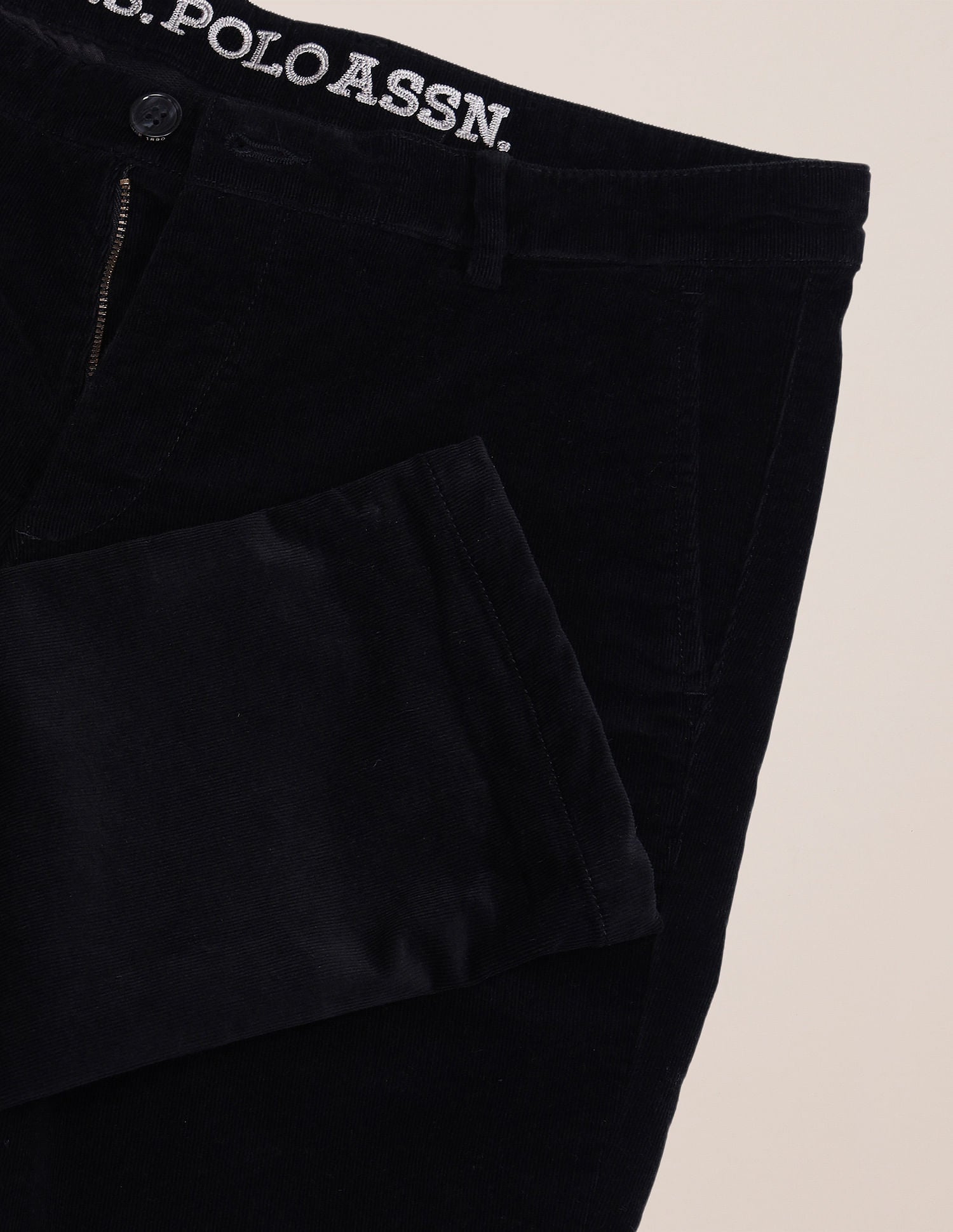 Denver Slim Fit Solid Trousers Black - U.S. Polo Assn. India | Large