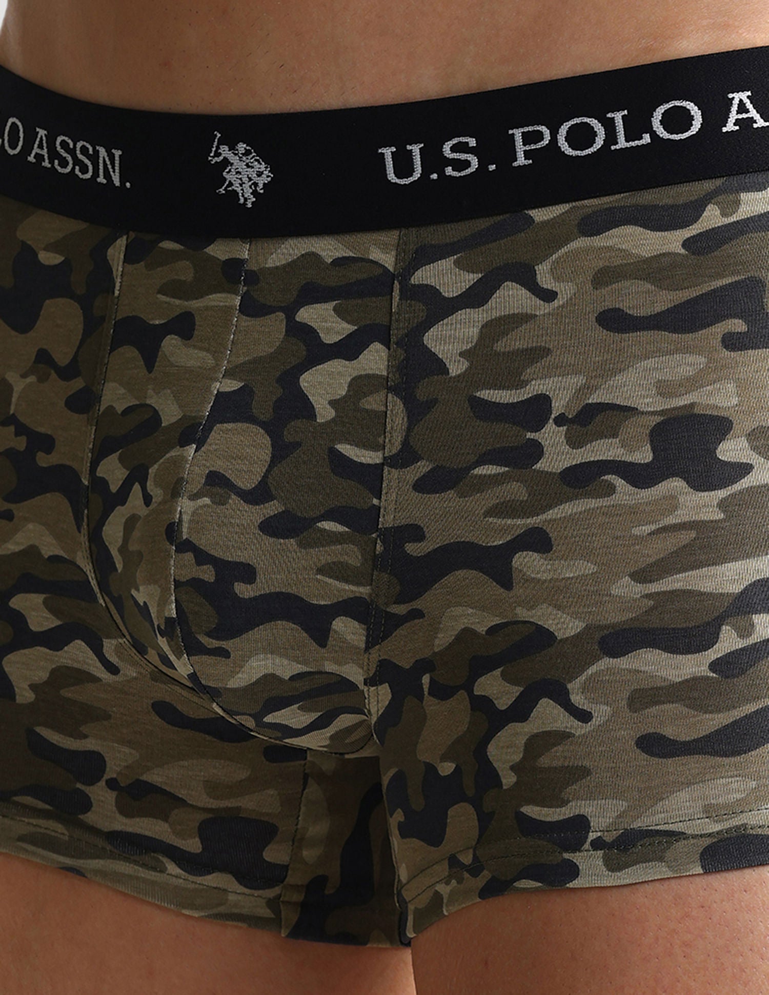 Elastic Waistband Ribbed Solid OET10 Trunks - Pack Of 2 Camo Olive and Dark Olive - U.S. POLO ASSN. | Large