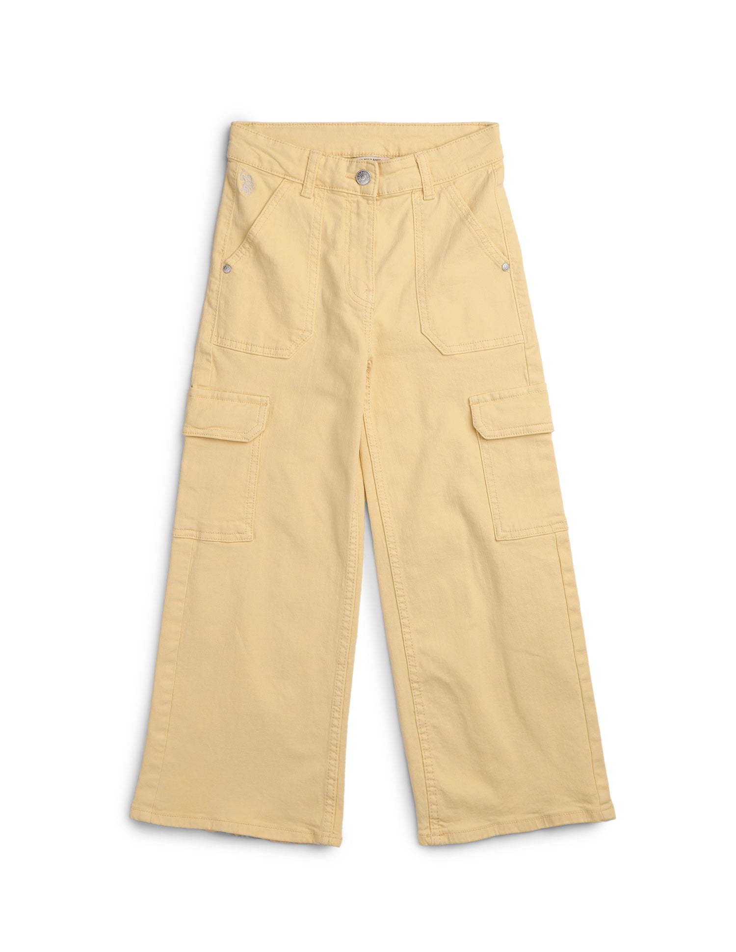 Girls Wide Leg Fit High Rise Jeans Cream - U.S. POLO ASSN. | Large