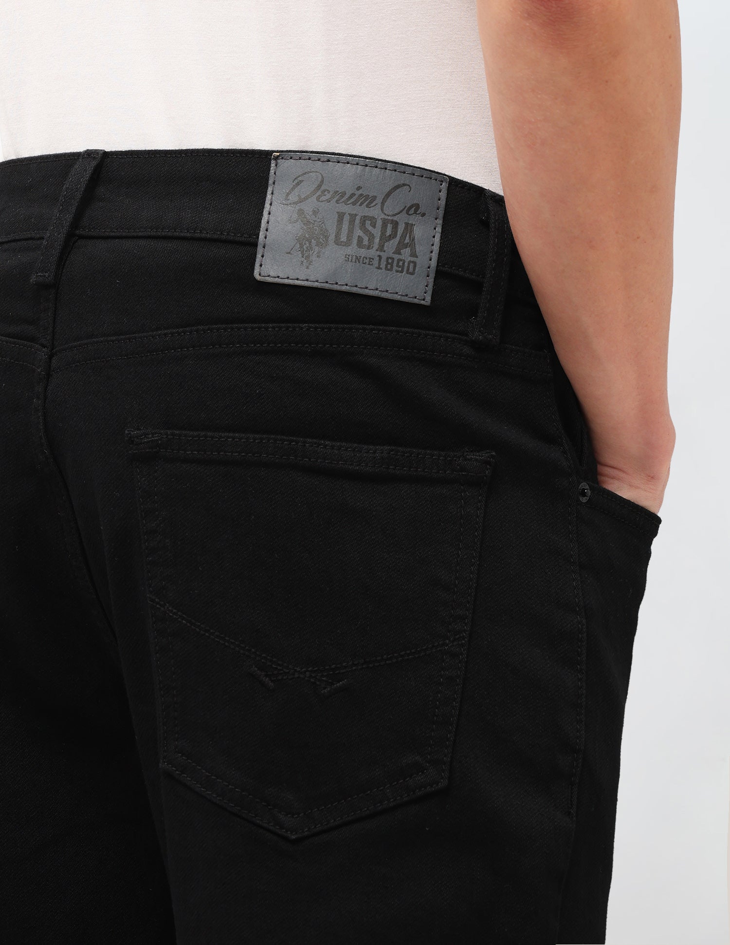 Cole Comfort Cropped Fit Black Jeans Black - U.S. Polo Assn. India | Large