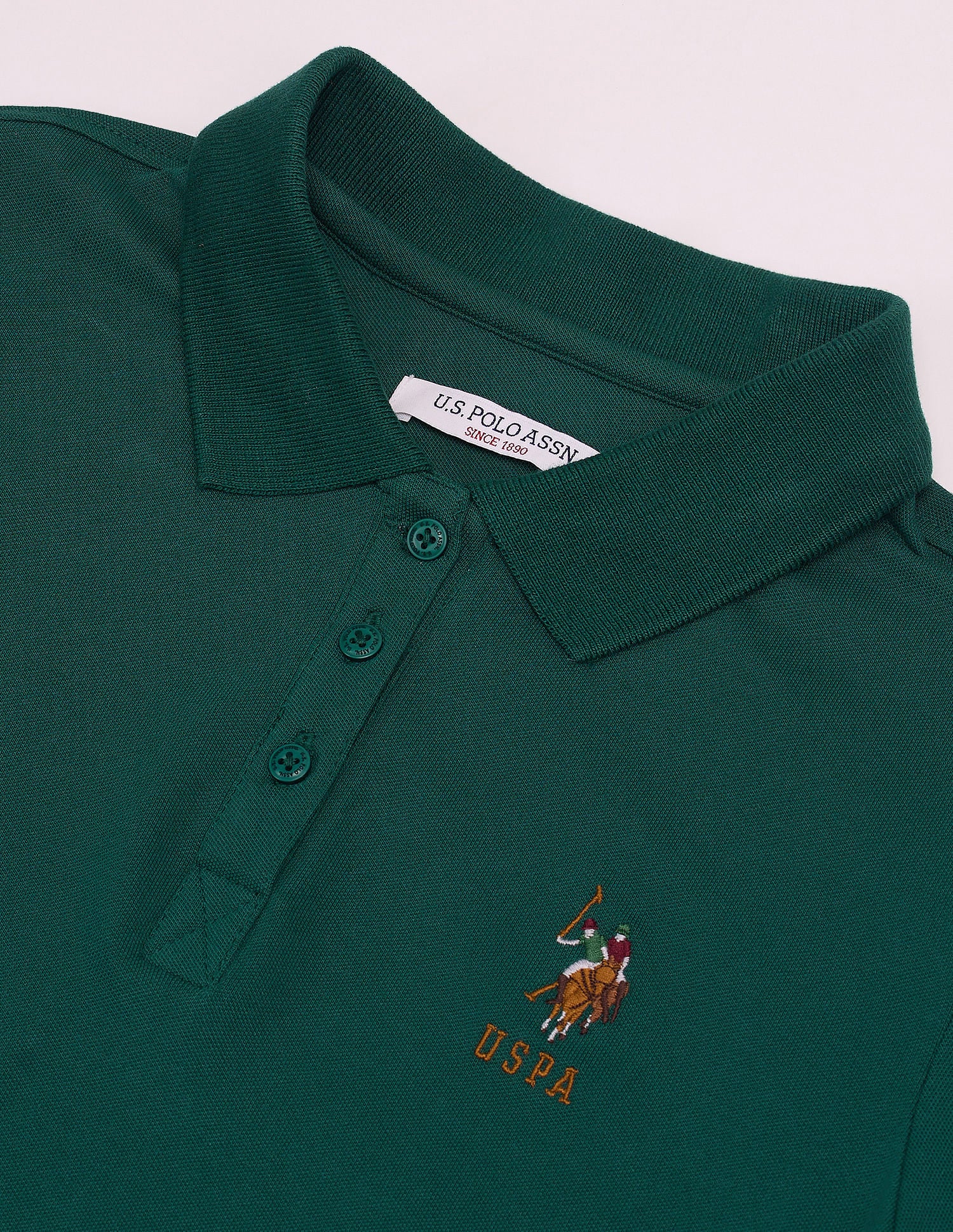 Embroidered Logo Solid Polo Shirt Dark Green - U.S. POLO ASSN. | Large