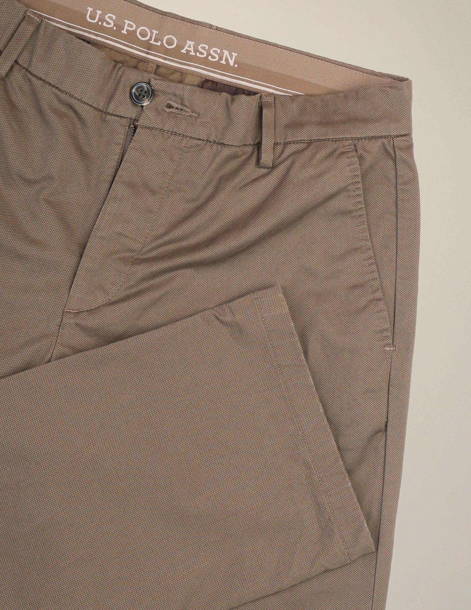 Satin Riley Straight Fit Trousers Brown - U.S. Polo Assn. India | Large