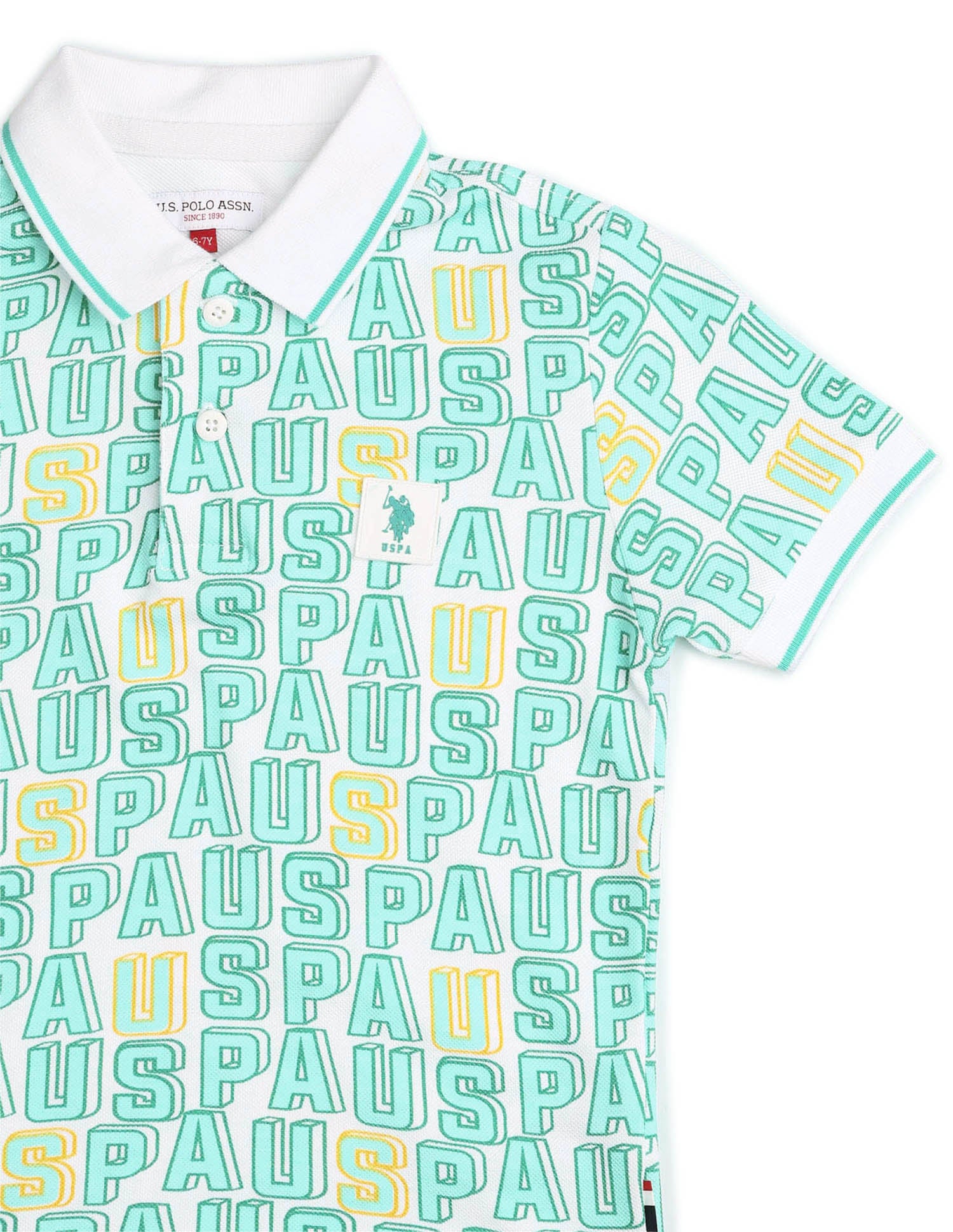 Boys Brand Printed Regular Fit Polo Shirt White - U.S. POLO ASSN. | Large