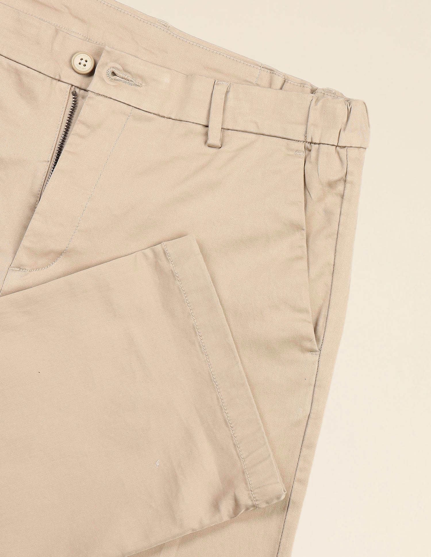 Elasticized Waist Straight Fit Trousers Beige - U.S. POLO ASSN. | Large