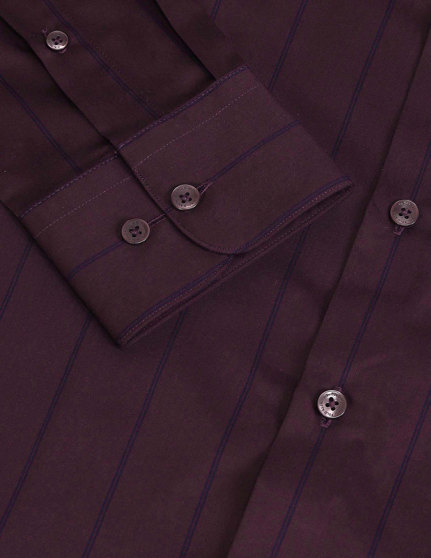 Tailored Fit Twill Shirt Wine - U.S. Polo Assn. India | Large