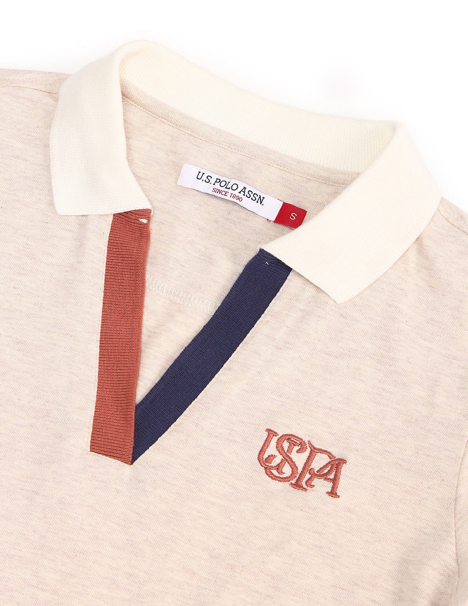 Heathered Cotton Polo Shirt Cream - U.S. POLO ASSN. | Large