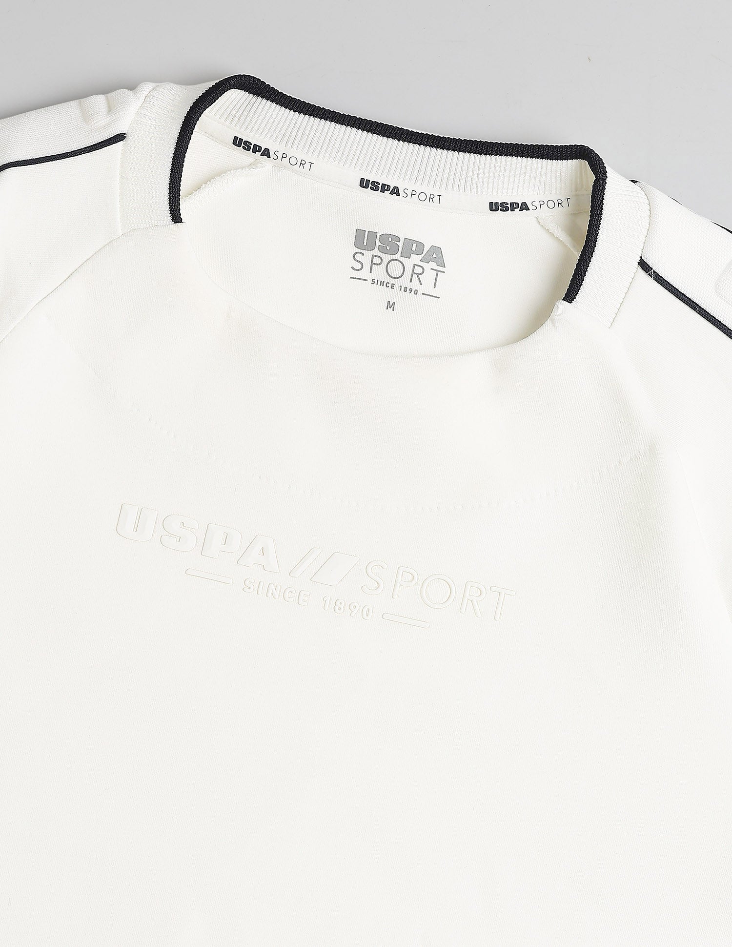 Solid Regular Fit Active Sweatshirt Off White - U.S. Polo Assn. India | Large