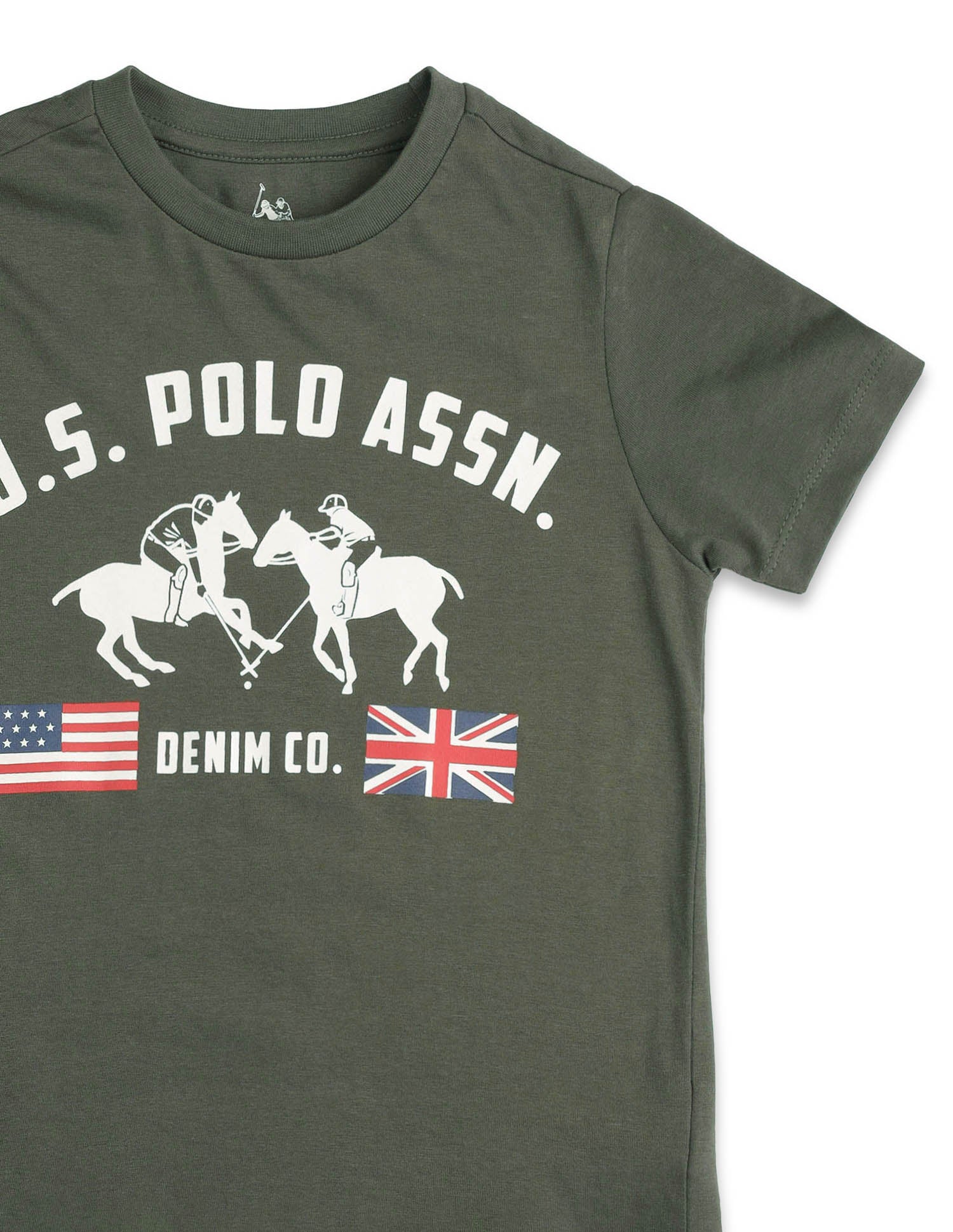 Boys Regular Fit Brand Printed T-Shirt Olive - U.S. POLO ASSN. | Large