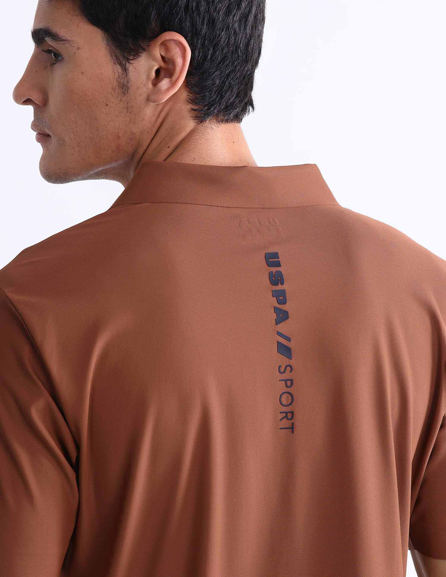 Solid Slim Fit Polo Shirt Rust - U.S. Polo Assn. India | Large