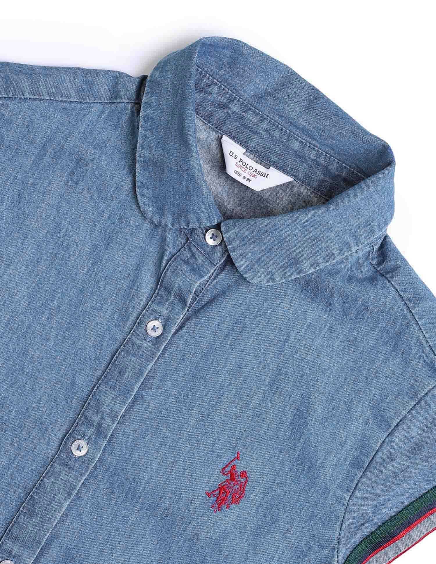 Girls Denim Solid Co-Ords Blue - U.S. POLO ASSN. | Large