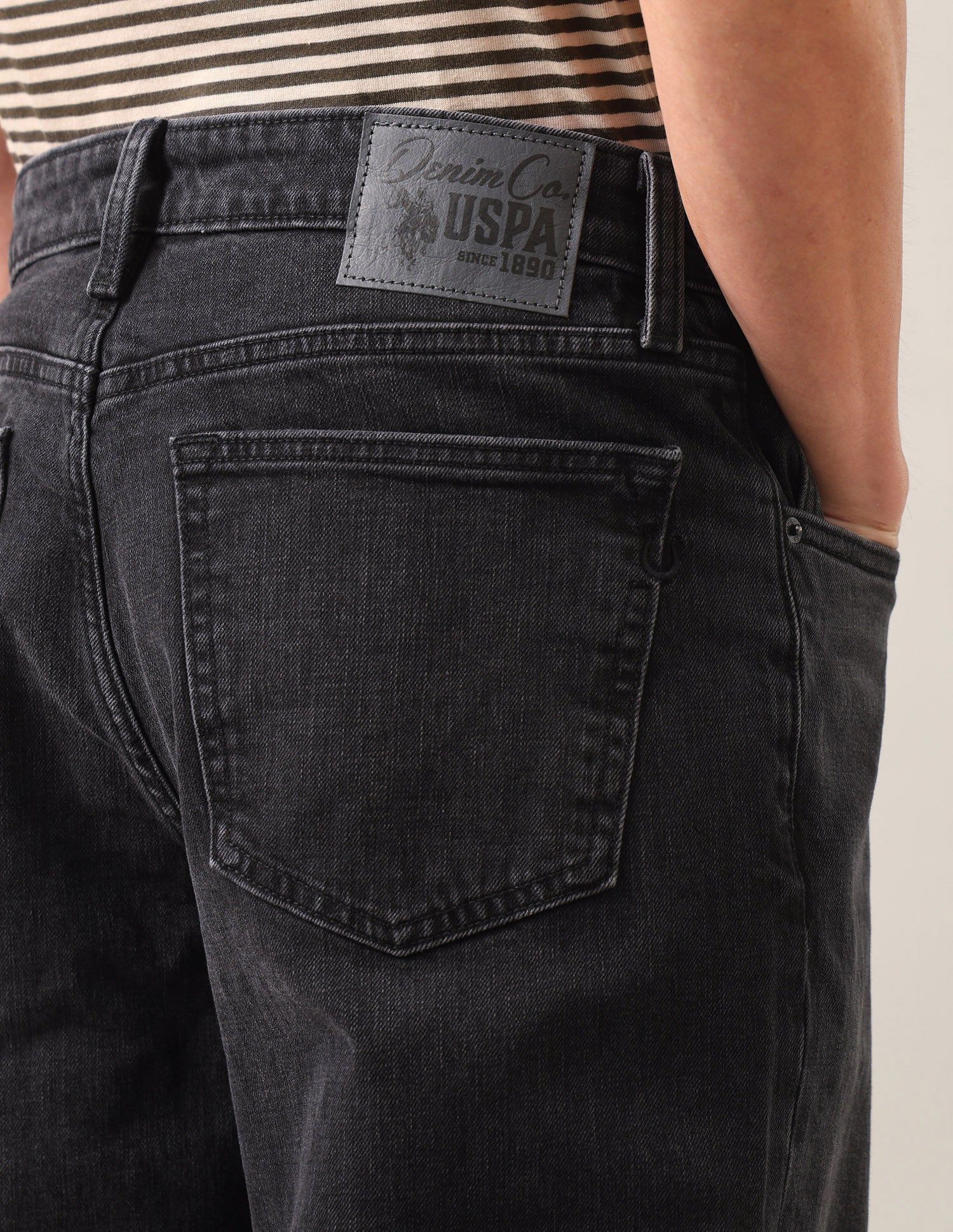 Shawn Relaxed Fit Black Jeans Washed Black - U.S. Polo Assn. India | Large