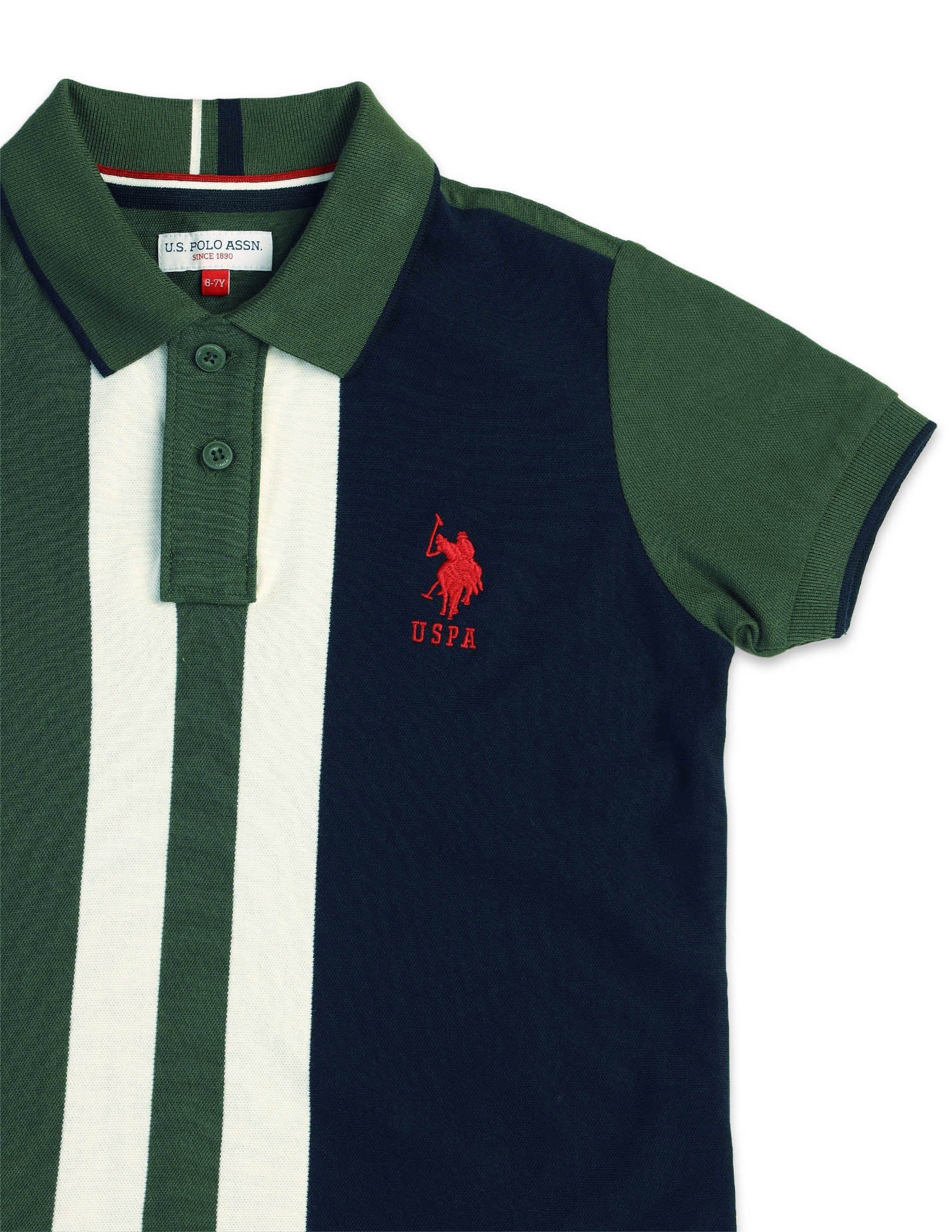 Boys Colour Blocked Regular Fit Polo Shirt Olive - U.S. POLO ASSN. | Large