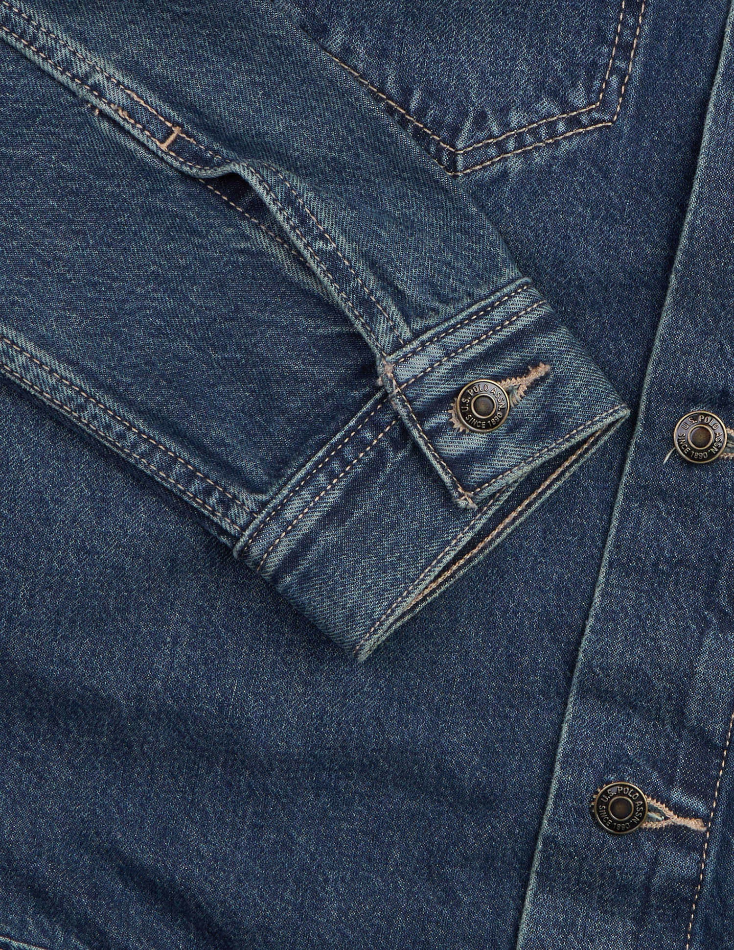 Solid Regular Fit Denim Jacket Dark Blue - U.S. Polo Assn. India | Large