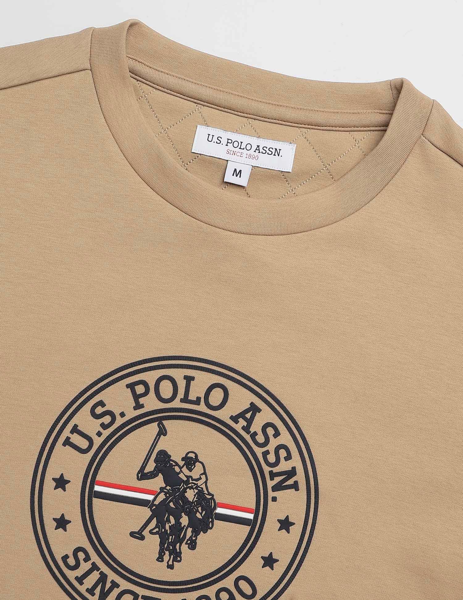 Brand Embossed Regular Fit Sweatshirt Khaki - U.S. POLO ASSN. | Large