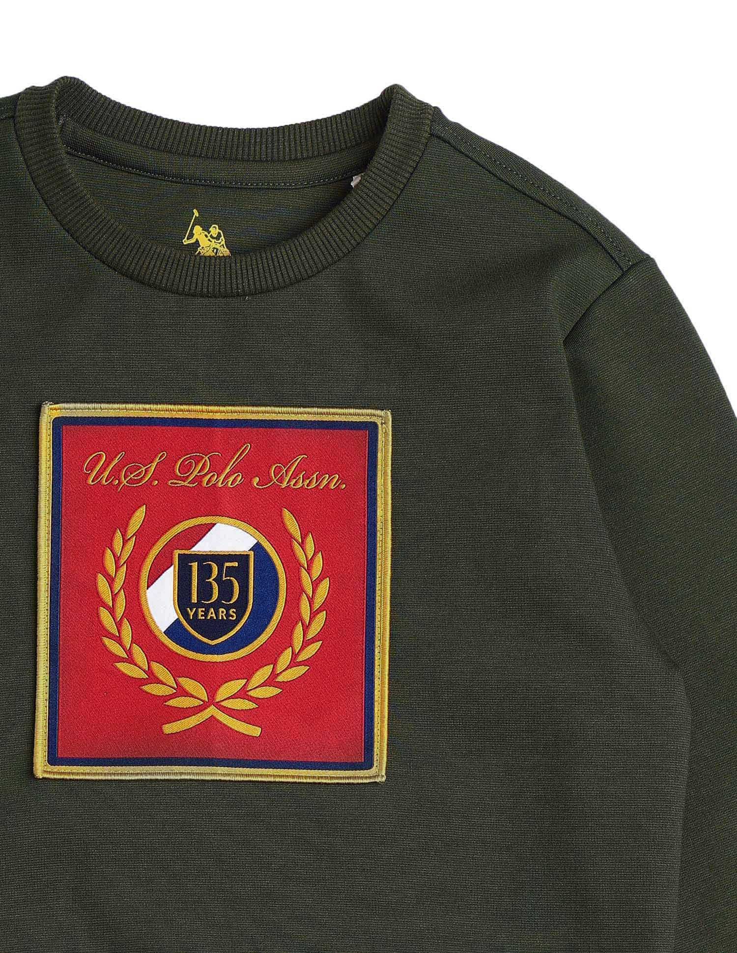 Boys Brand Embroidered Regular Fit Sweatshirt Olive - U.S. POLO ASSN. | Large